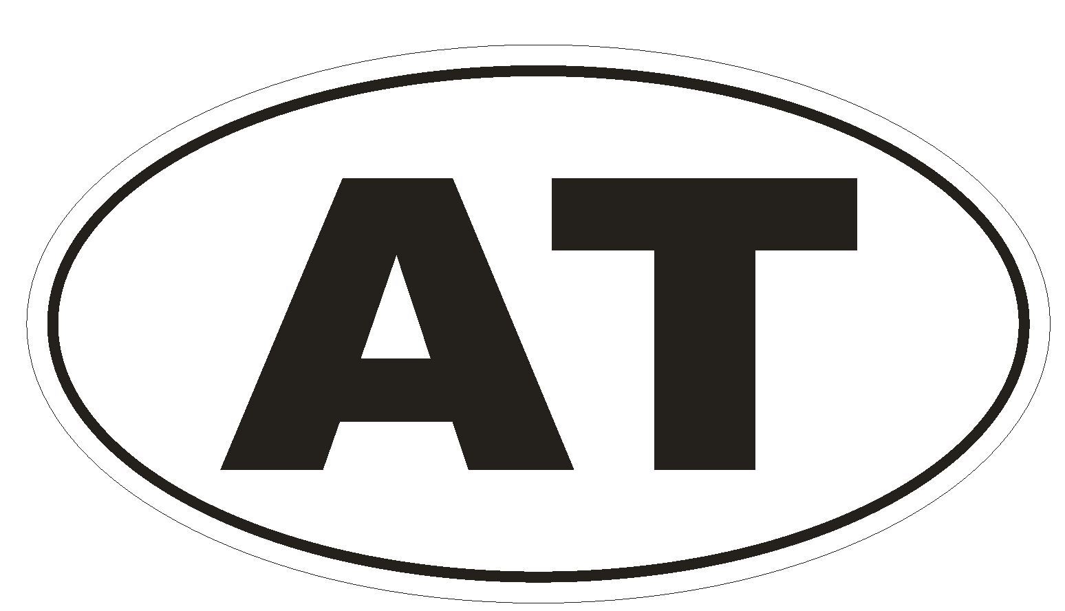 AT Austria Country Code Oval Bumper Sticker or Helmet Sticker D935