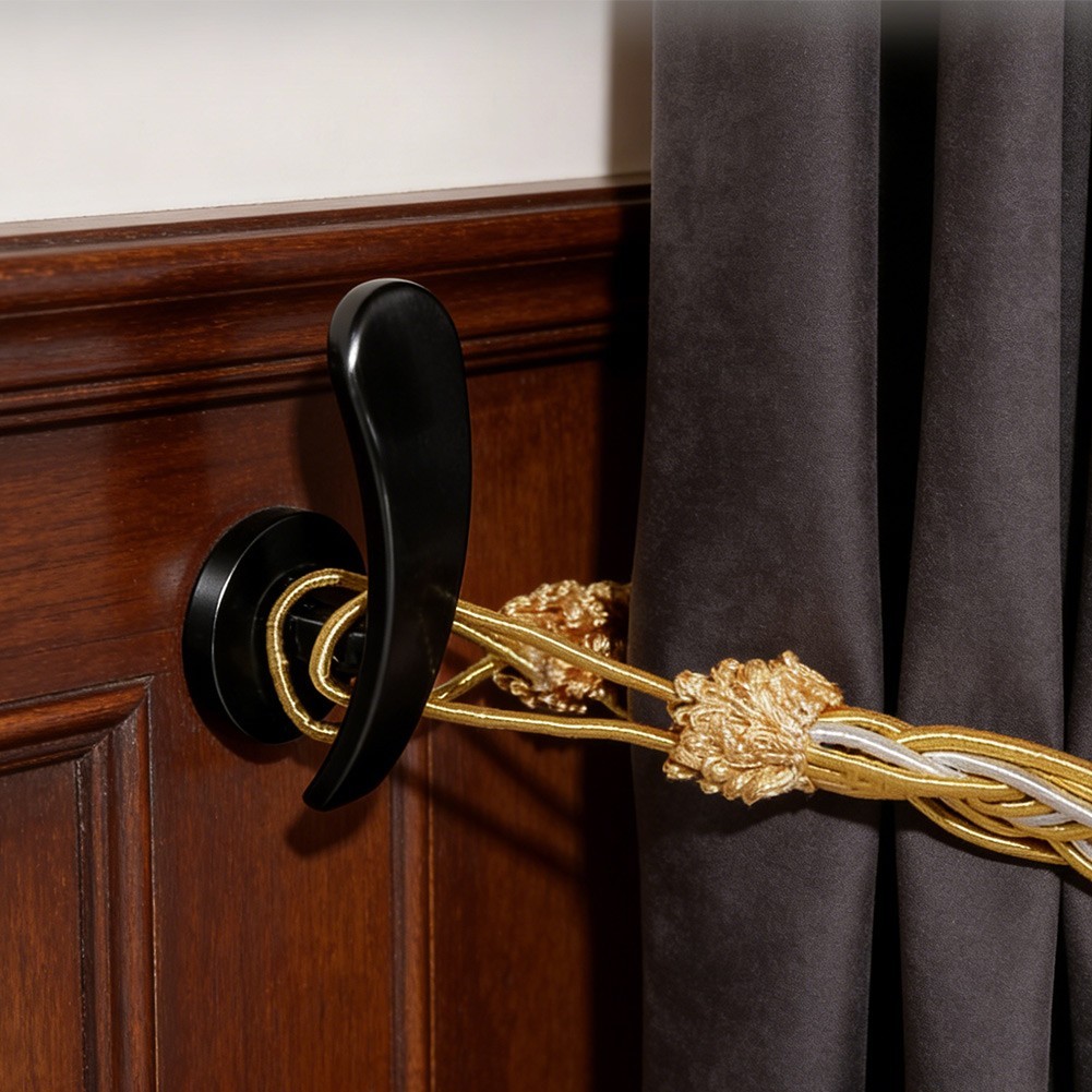 Wall Mounted Zinc Alloy Curtain Tieback Hooks for Securing Drapes and Sheers