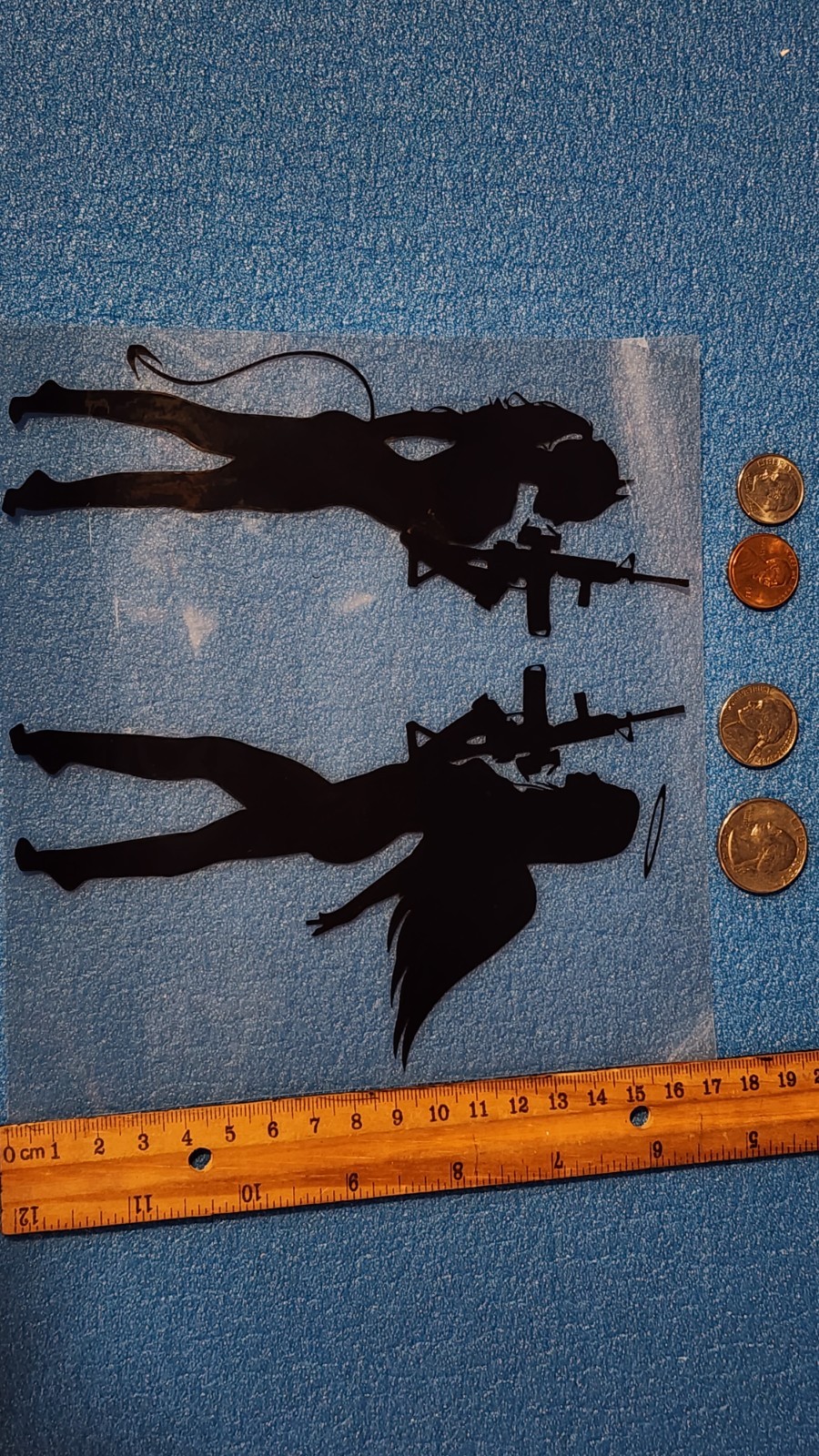 Angel vs Devil Armed Silhouette Vinyl Sticker – Dual Figure Decal