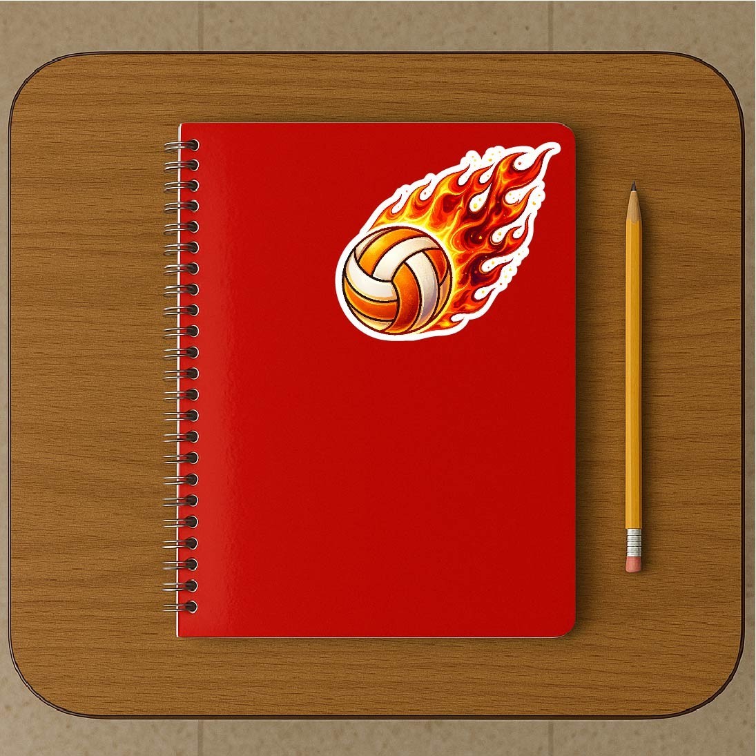 Volleyball Fire Decal Sticker Volley Ball Sports Kids School Team Bump Set Spike