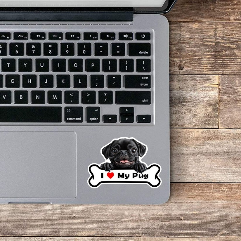 I Love My Pug Sticker| Vinyl Decal | Car Laptop Water Bottle Phone Helmet