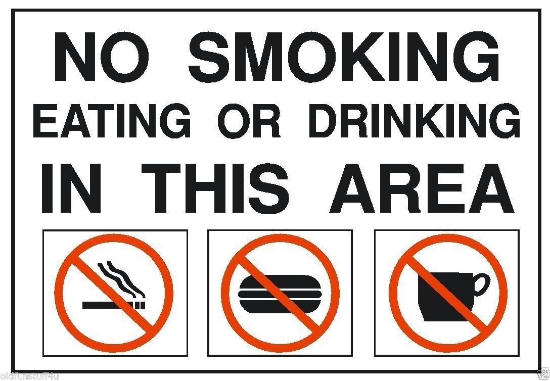 No Smoking Eating or Drinking OSHA Safety Sign Sticker Label D200