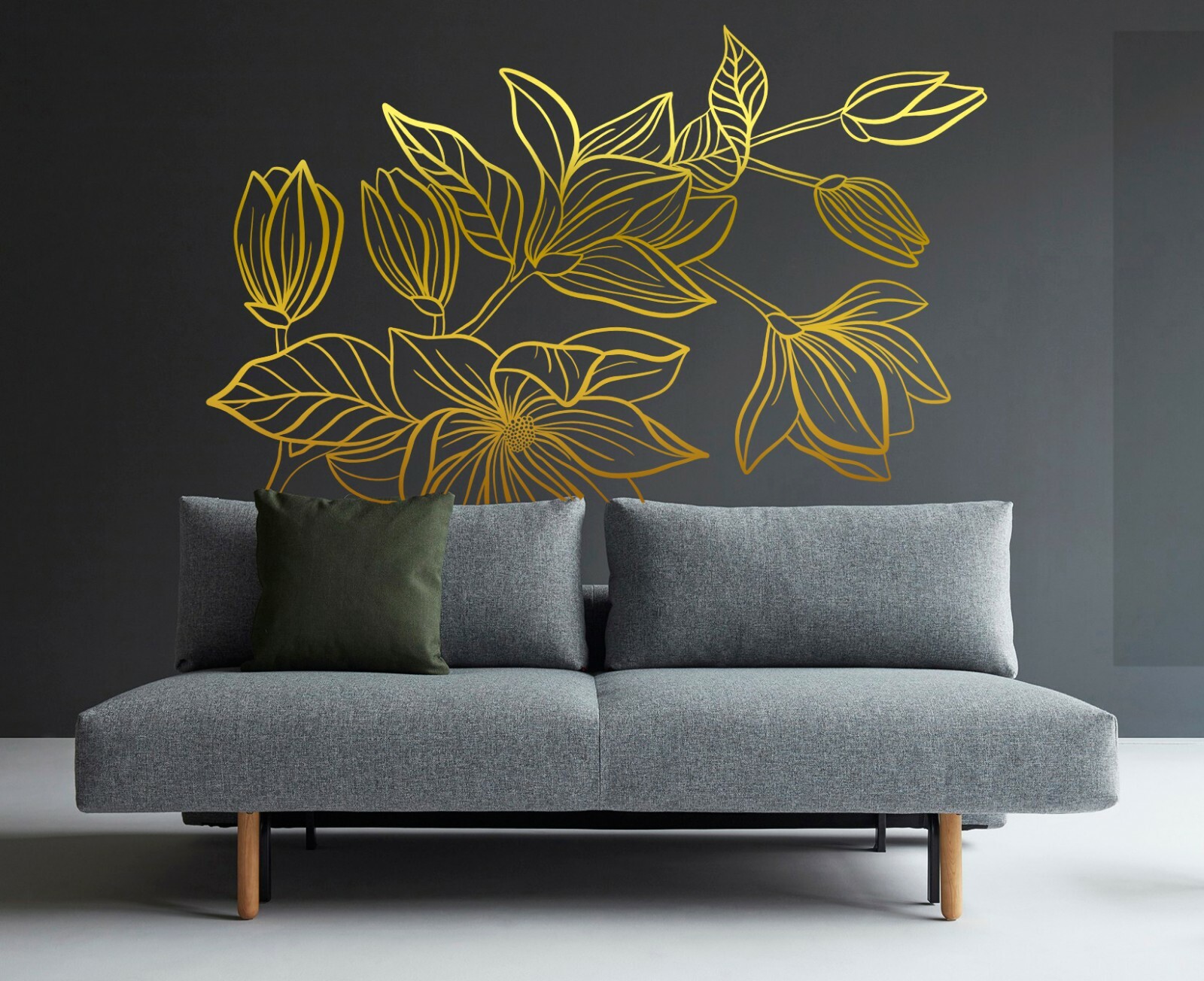 Magnolia Flowers Large Wall Decal Vinyl Line Art Décor Abstract Sticker Floral
