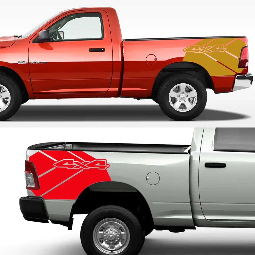 Aftermarket Dodge RAM Rebel & TRX Rear Bed Side Grunge 4×4 Vinyl Graphic Decal –