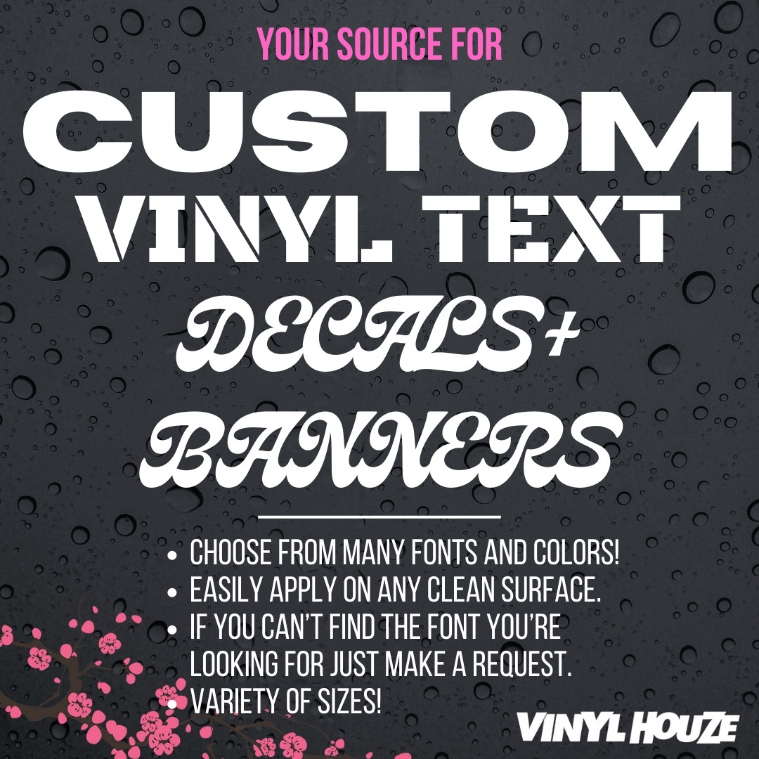 Custom Text Vinyl Banner Sticker Decal Signage Car Truck Business Wall Window