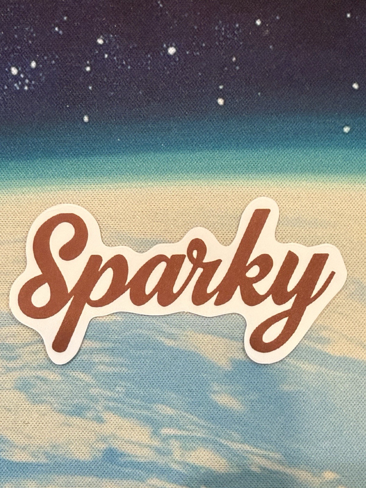 Sparky Text Words & Phrases Die-Cut Sticker Decal Brown White