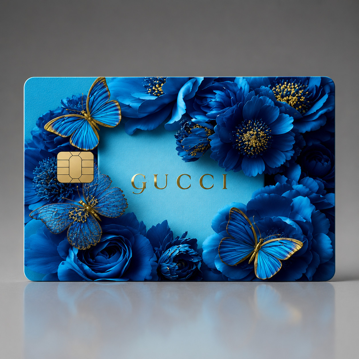 Sapphire Floral Butterfly Luxury Designer Brand Debit Card Credit Card Skin