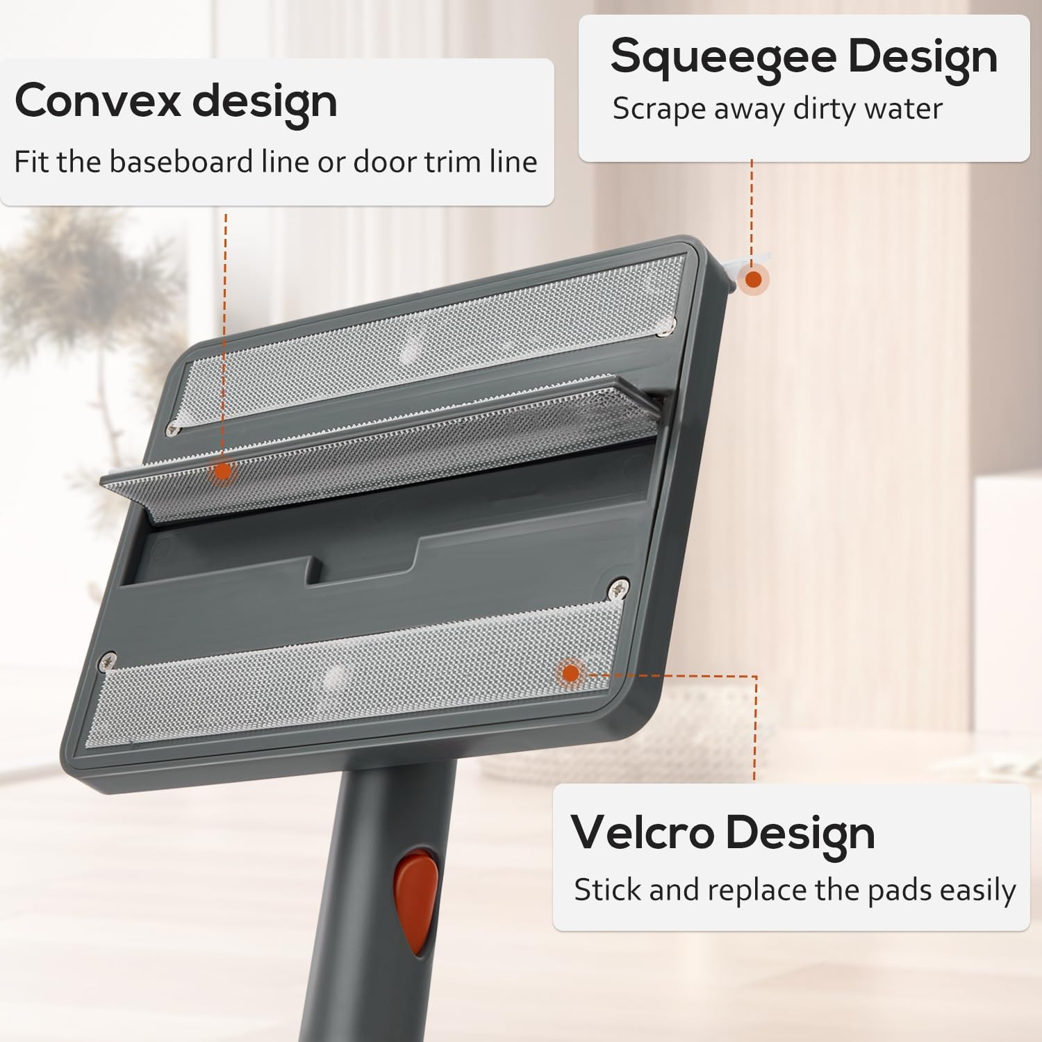 Wall & Base Board Cleaner Tool with 360°Rotating Mop Head, 180°Folding Design fo
