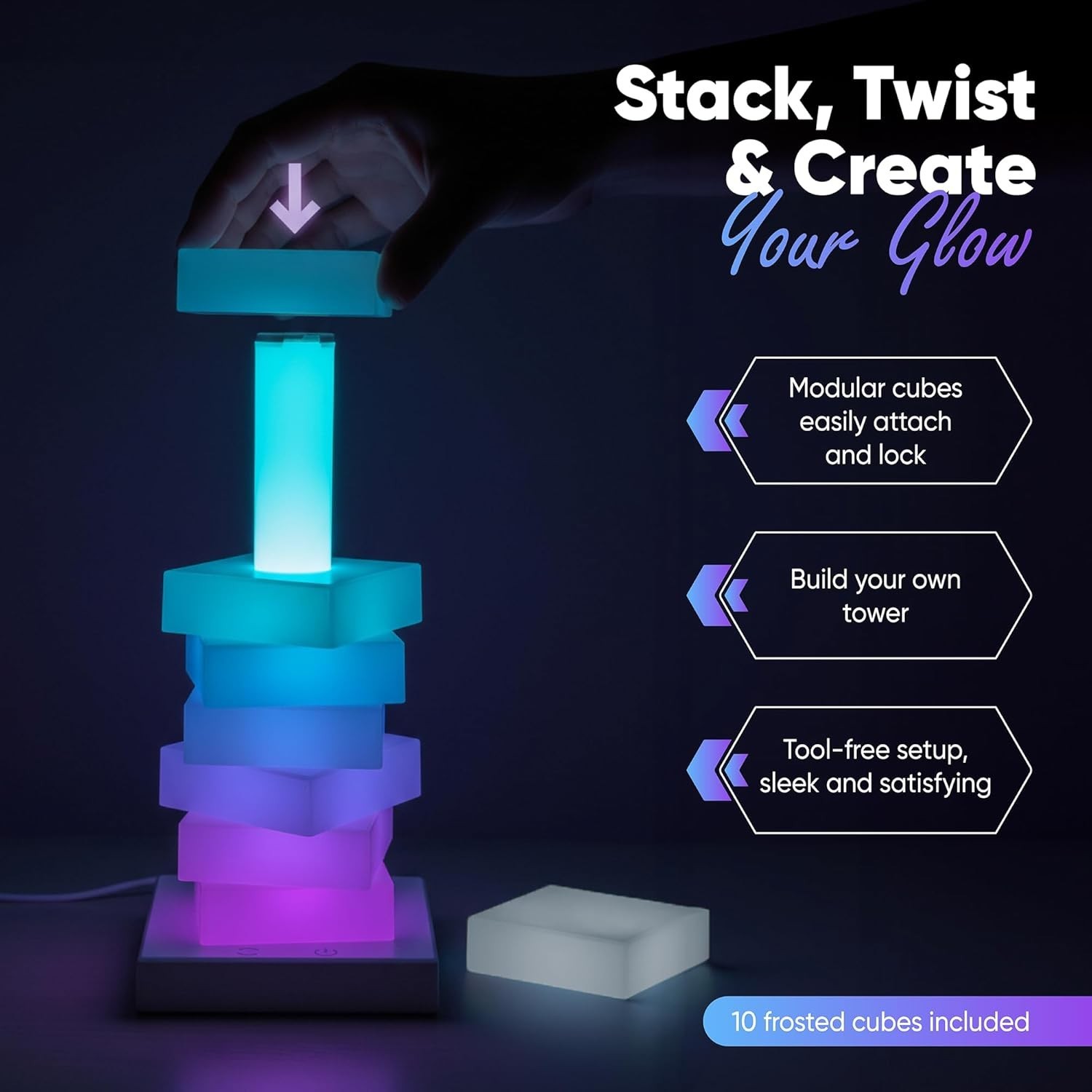 RGB Color Changing LED Night Light Stackable Touch Desk Lamp USB Powered