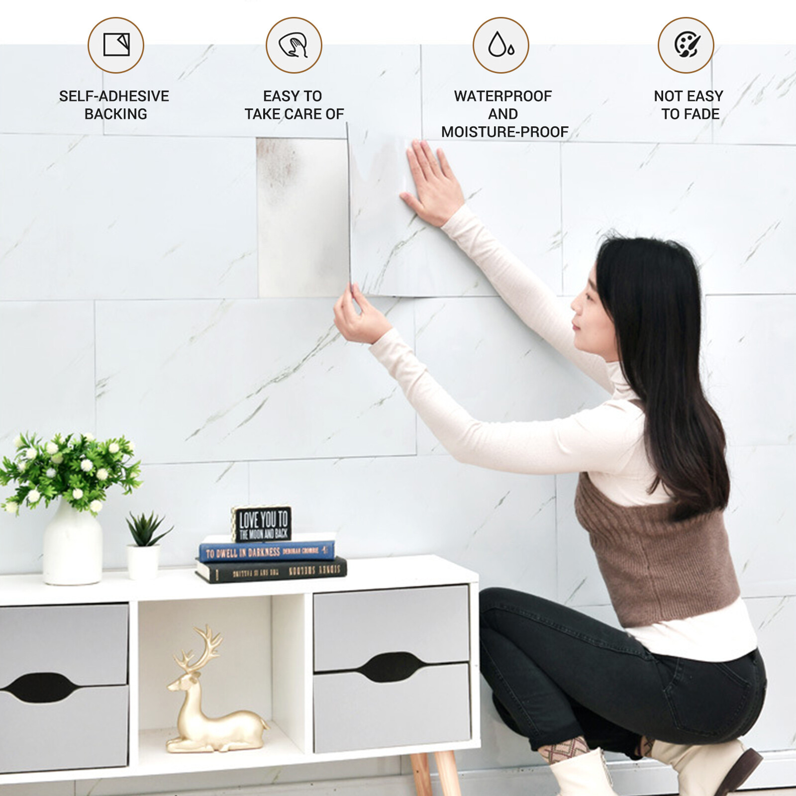 US 30x60cm Tile Peel and Stick Wall Self-Adhesive Kitchen Bathroom Tlies Sticker