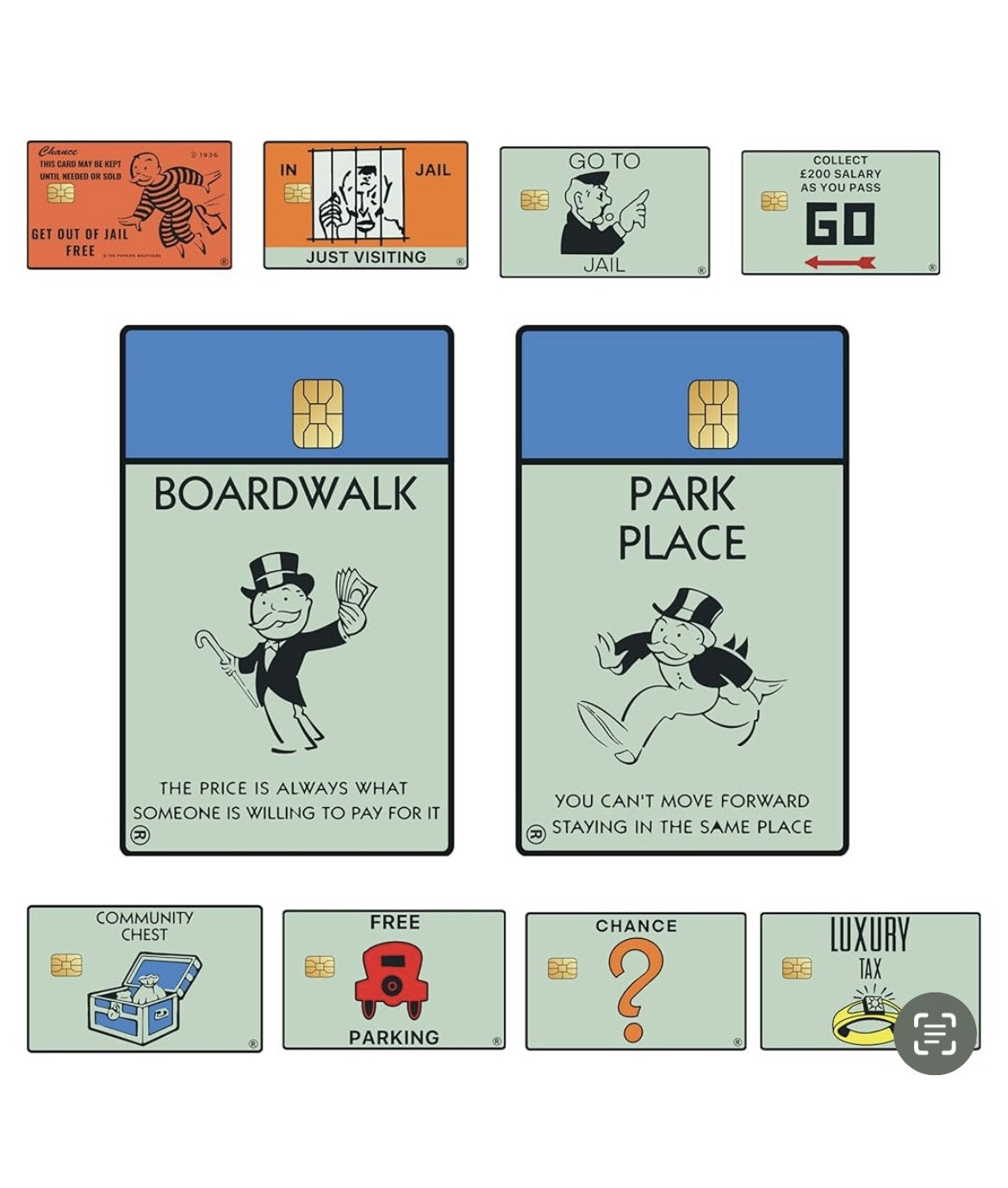 2 Monopoly IN JAIL JUST VISITING Credit / Debit Card Skin Stickers