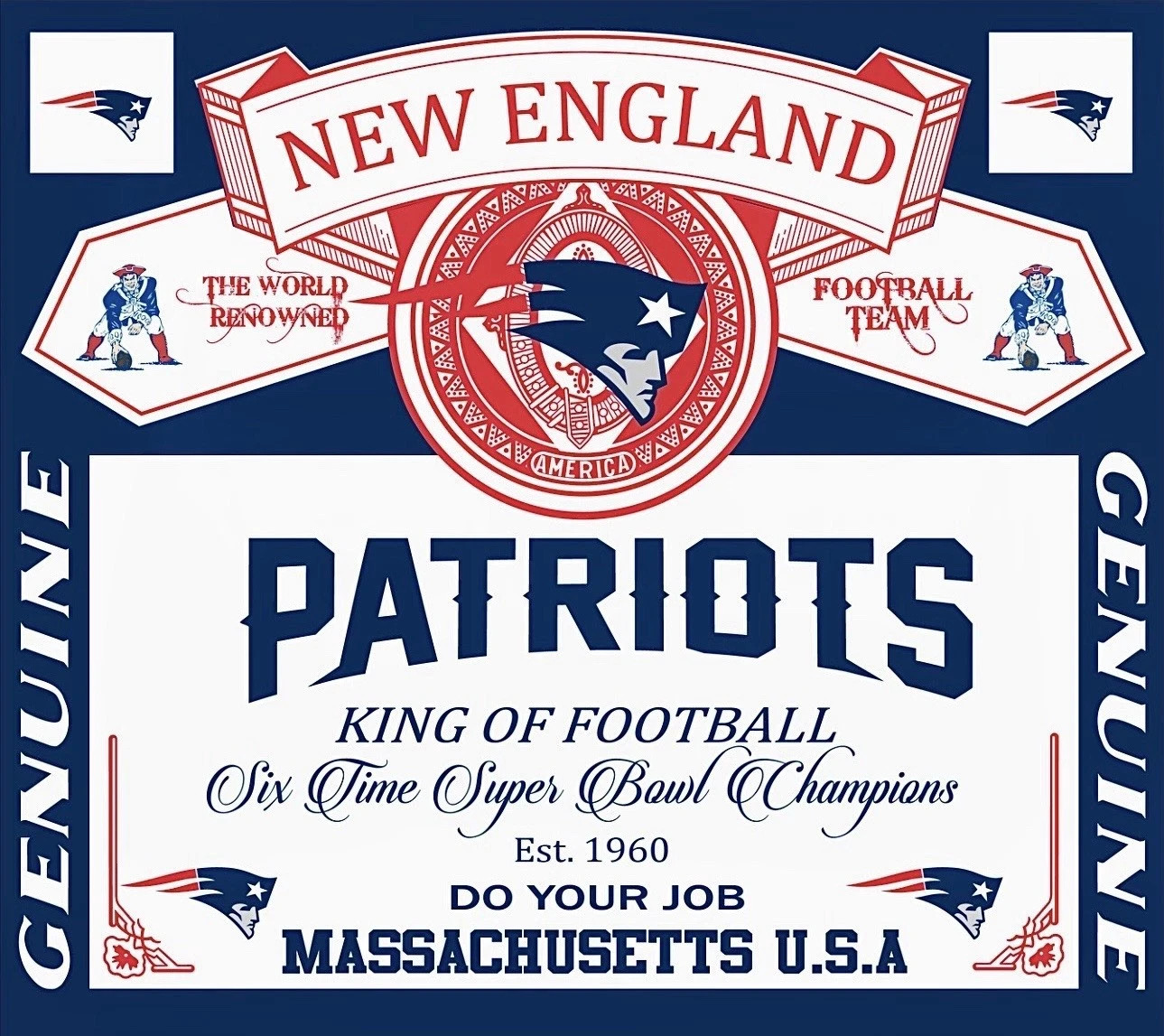 NEW ENGLAND PATRIOTS Bud Sticker *NEW* Measures 4″ x 3.5″ Do Your Job