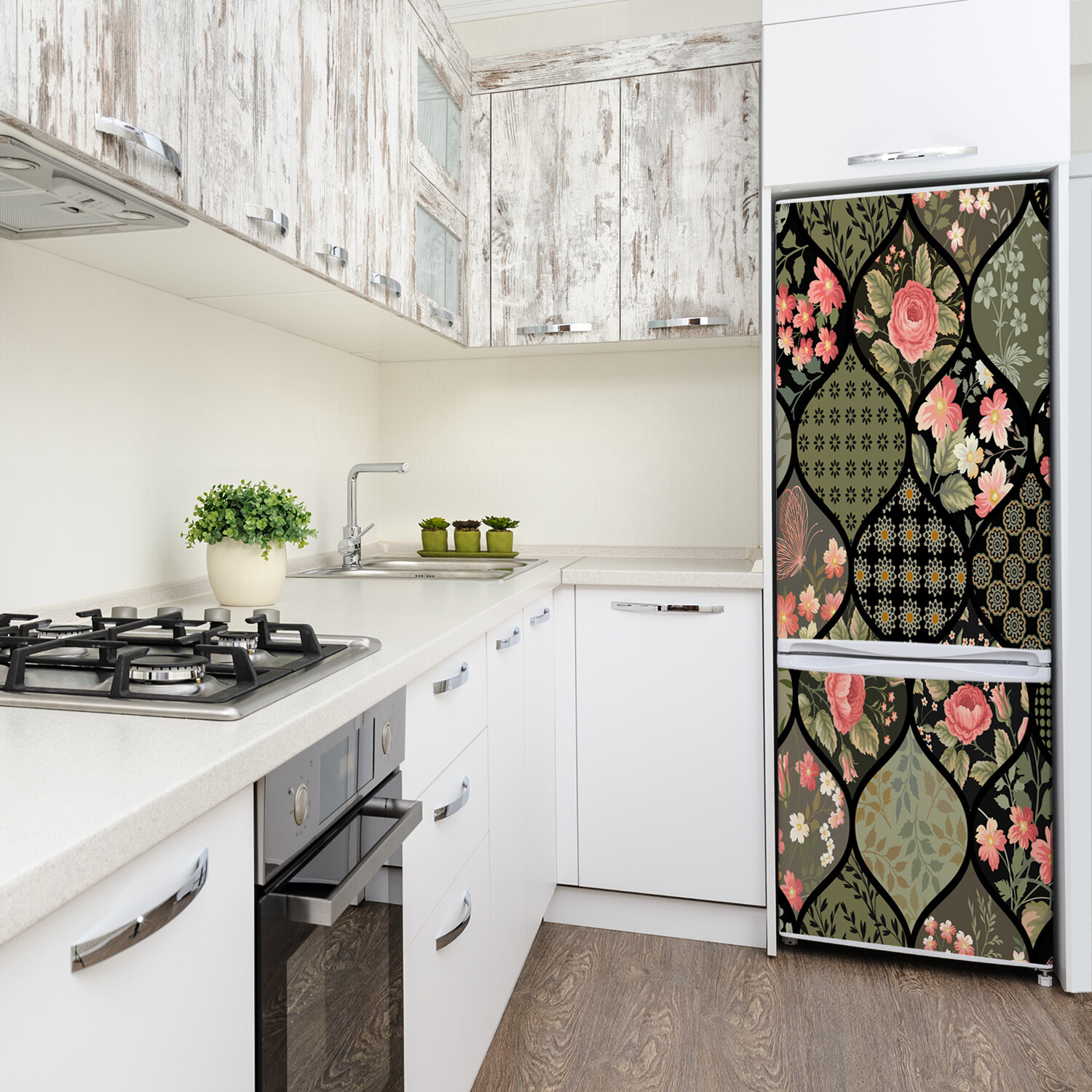3D Refrigerator Wall Self Adhesive Removable Sticker Flowers Floral pattern