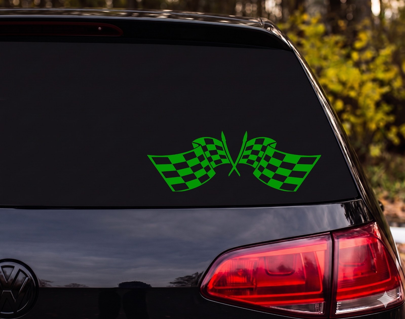 Crossed Checkered Racing Flags Vinyl Decal Sticker Car Window | Racing Fan Gift