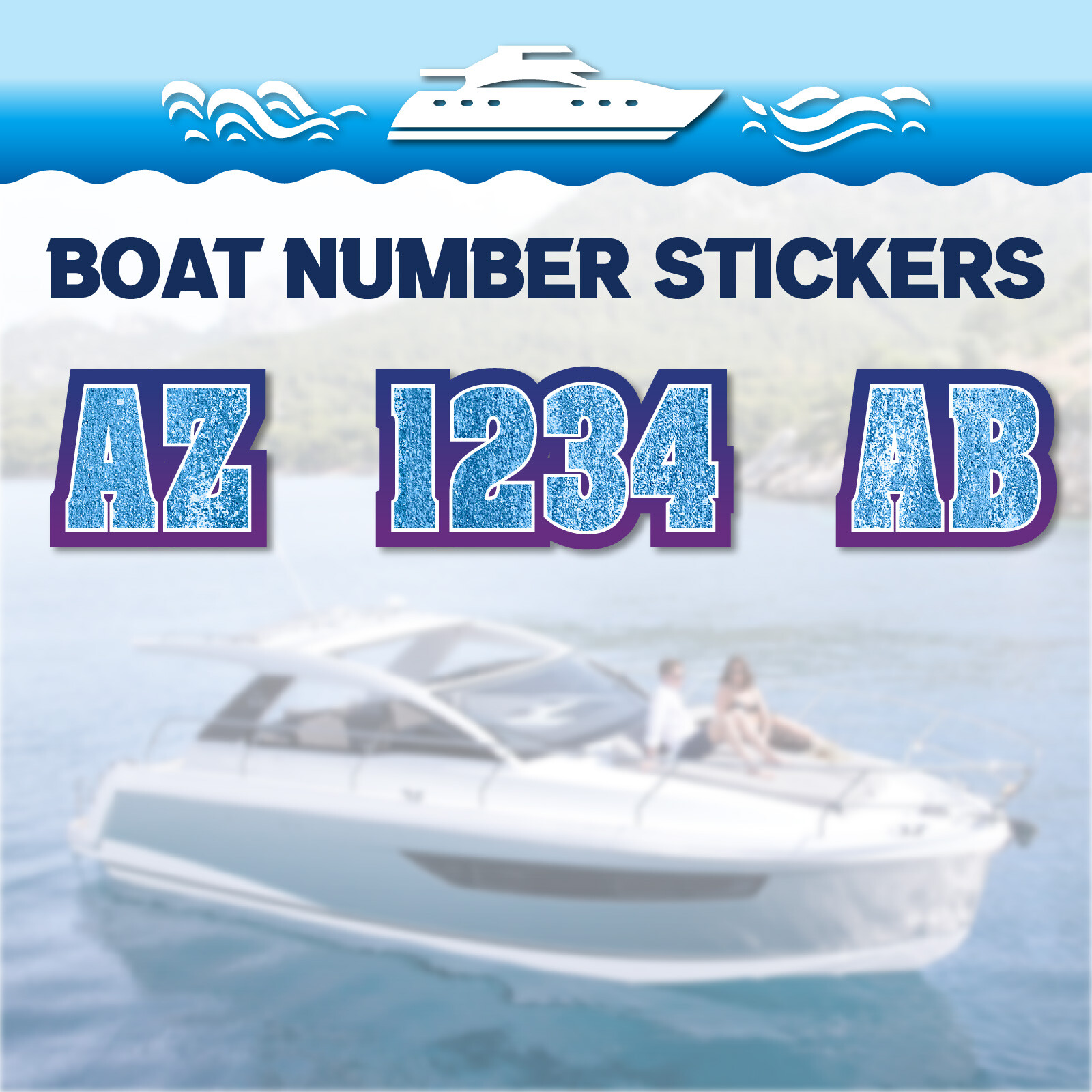 2pcs Custom Watercraft Number Boat Registration Stickers 3 inch Texture