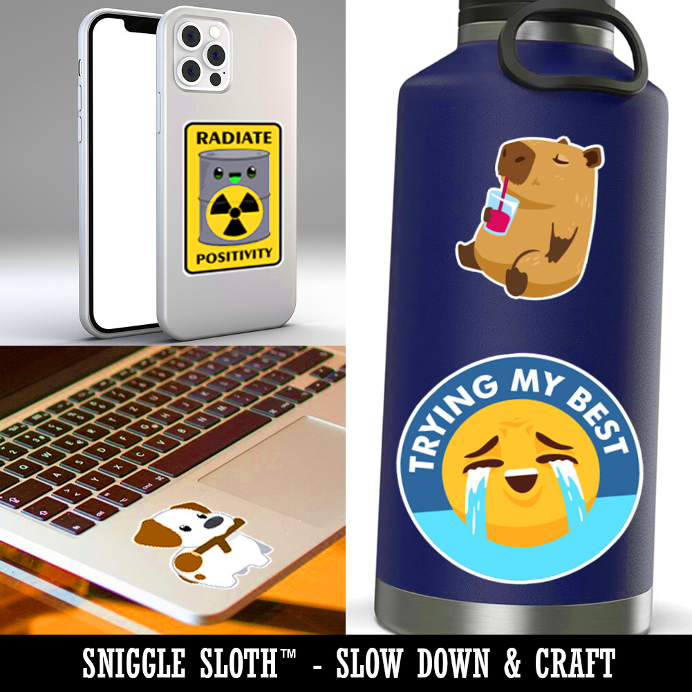 Tyrannosaurus Rex Dinosaur Doodle Laptop Water Bottle Sticker 5 Pack