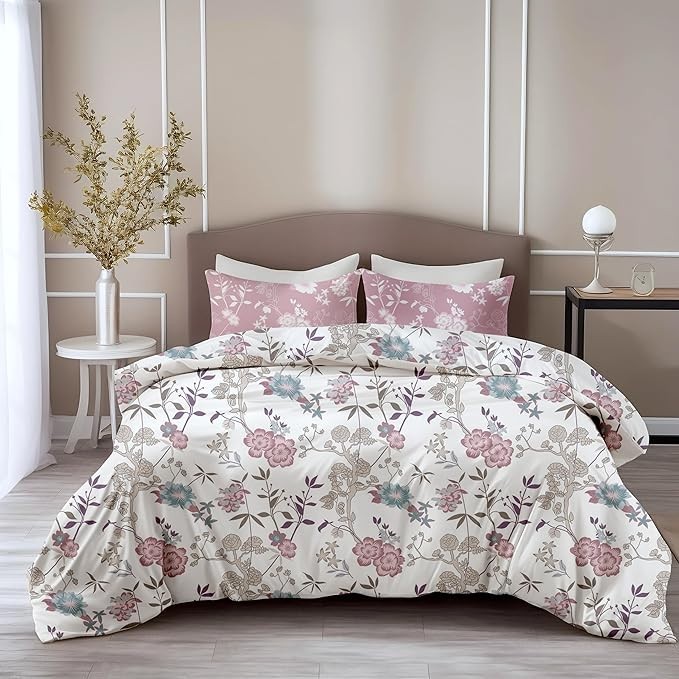 LINEN BRAND 100% Pure Cotton Bedsheet for Double Bed, 144TC Soft & Breathable