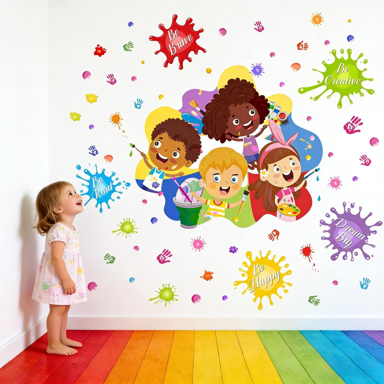 Kids Painting Wall Stickers for Classroom: Inspirational Quotes Educational Peel