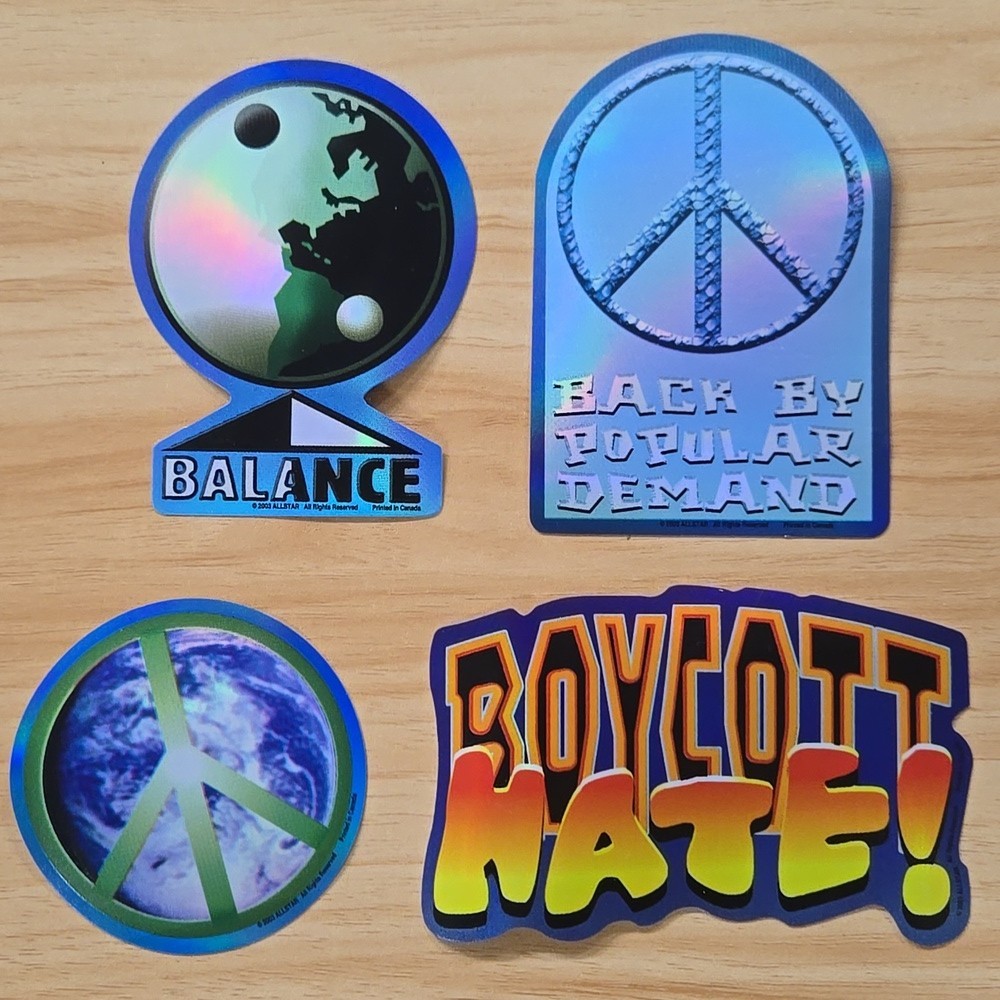 BULK Bundle Lot Of 80 Holographic Y2K Anti-war Peace Bulk Stickers 2003 Hippie
