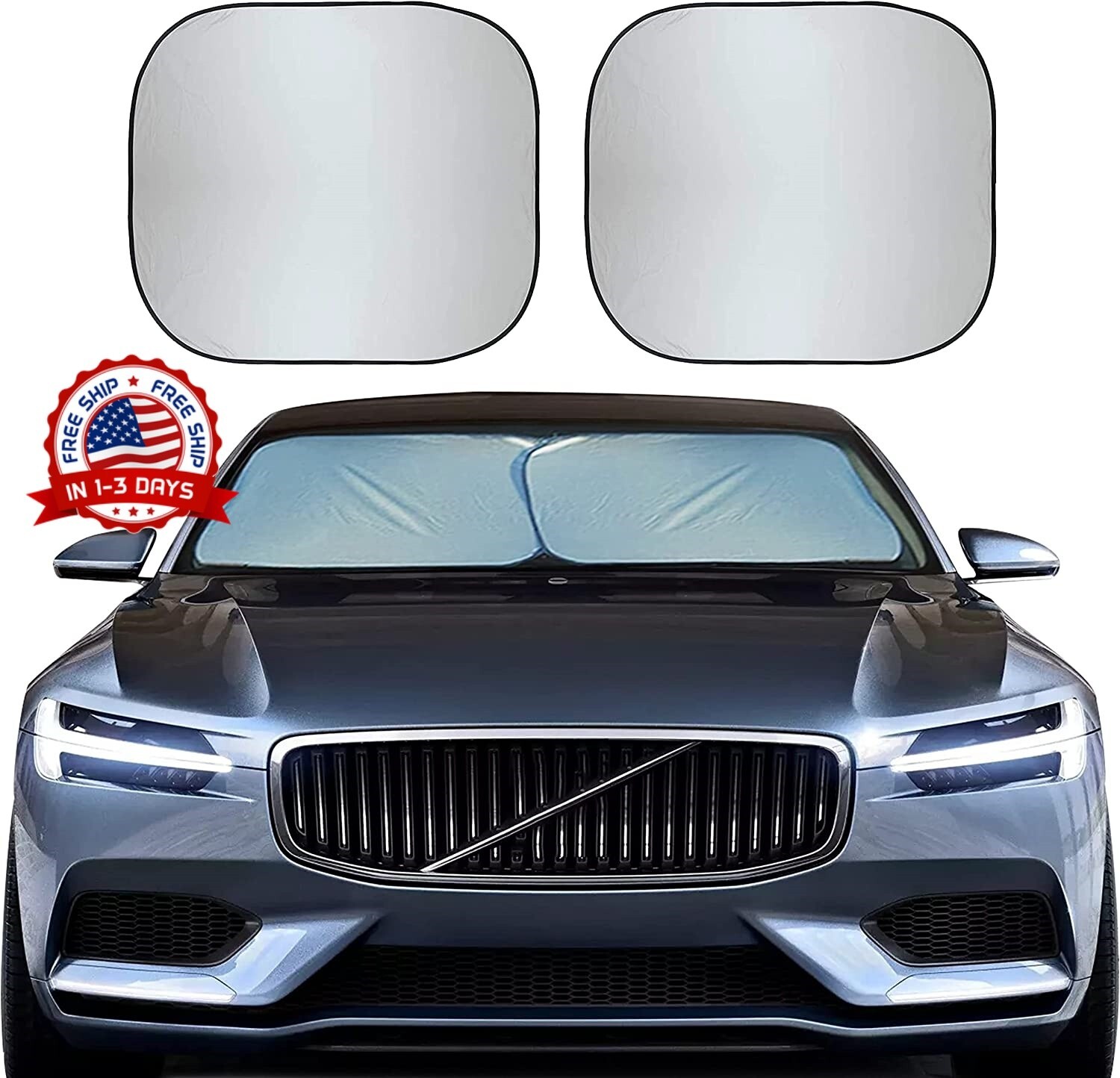 (2 Pack) Parasol Plegable Para Automóvil Con Bloqueo UV De Poliéster De 28 x 31″