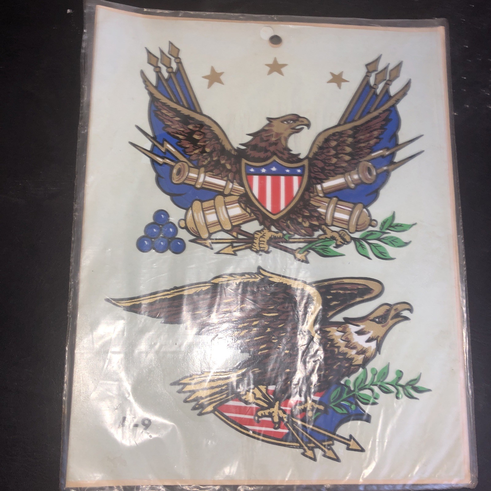 1976 Decorcal American Bicentennial Eagle Hand Painted Decal USA Americana TOLE