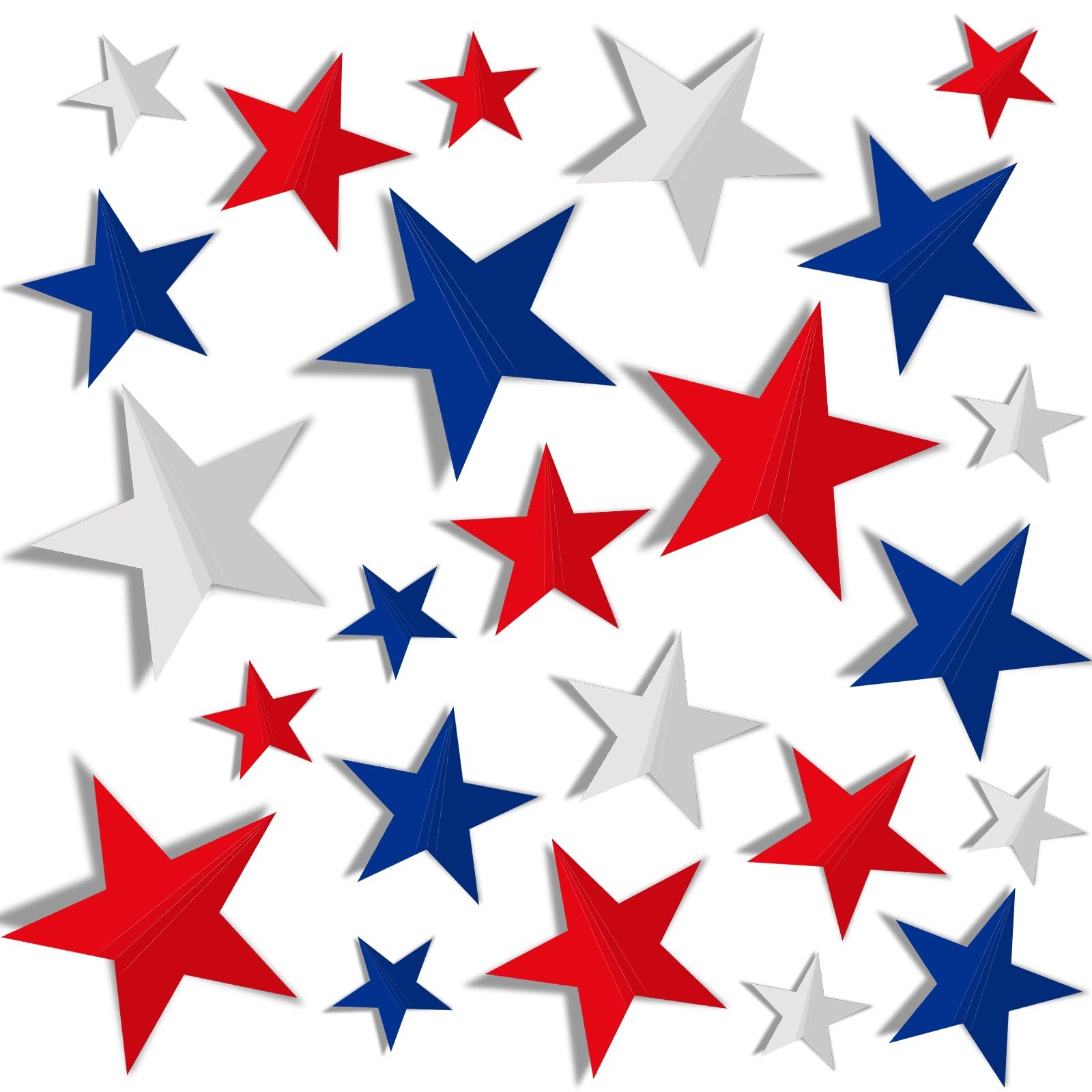 72Pcs 3D Patriotic Wall Stickers Red Blue White Star Window Decals 4th of July