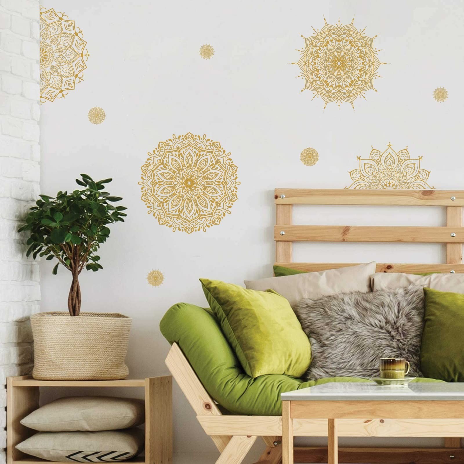 Gold Mandala Wall Stickers Mandala Decals for Windows Modern Wall Art Mural