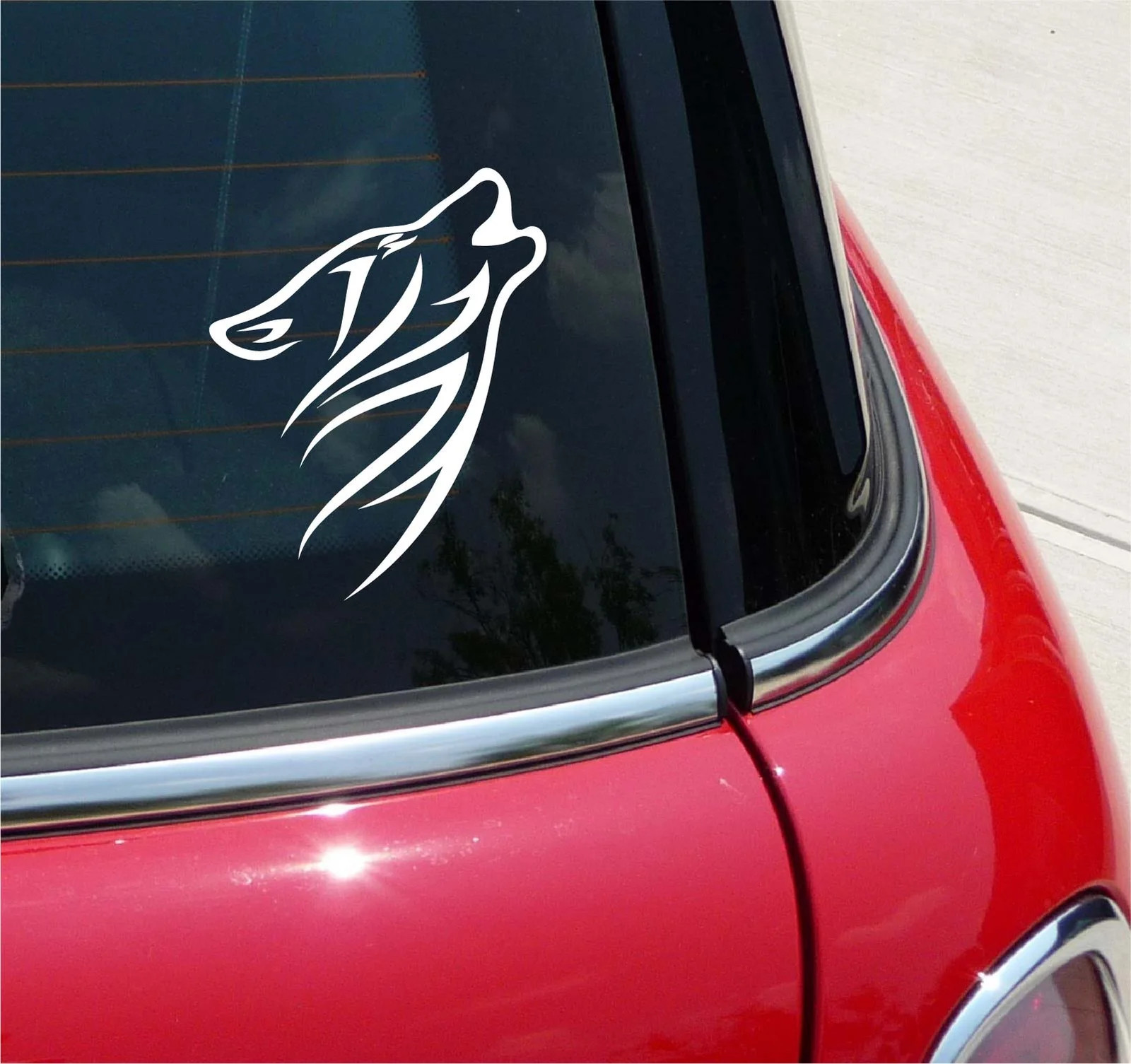 TRIBAL WOLF HEAD HOWL HOWLING GRAPHIC DECAL STICKER ART CAR WALL DECOR