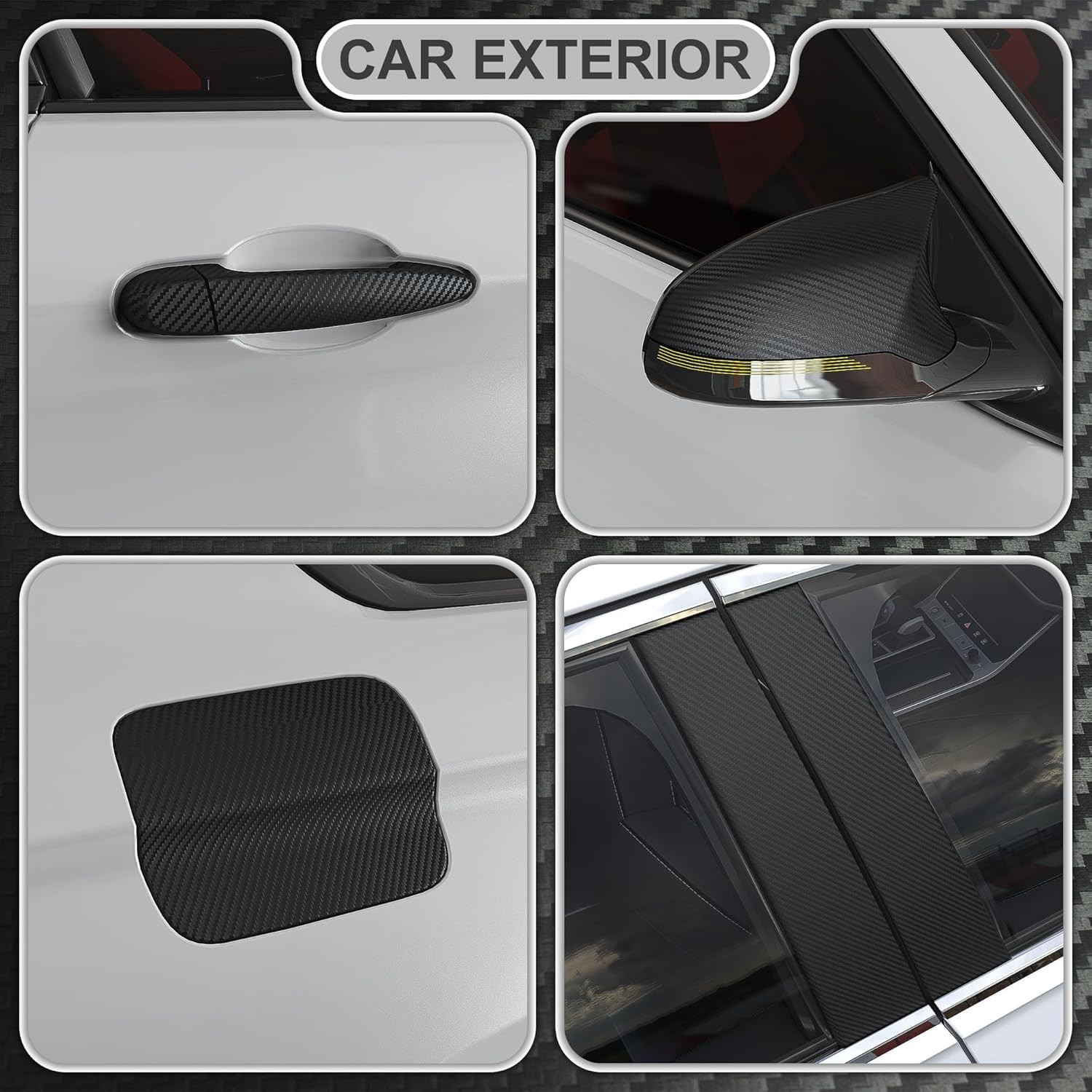 3D Black Carbon Fiber Vinyl Wrap Car Wrap Film Roll Air-Release Bubble-Free