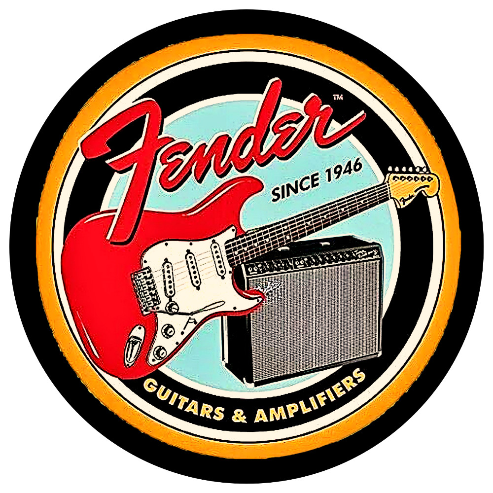 Guitar Rock Fender Vinyl Decals Sticker Sign Vintage Replica Since 1946 4 Sizes