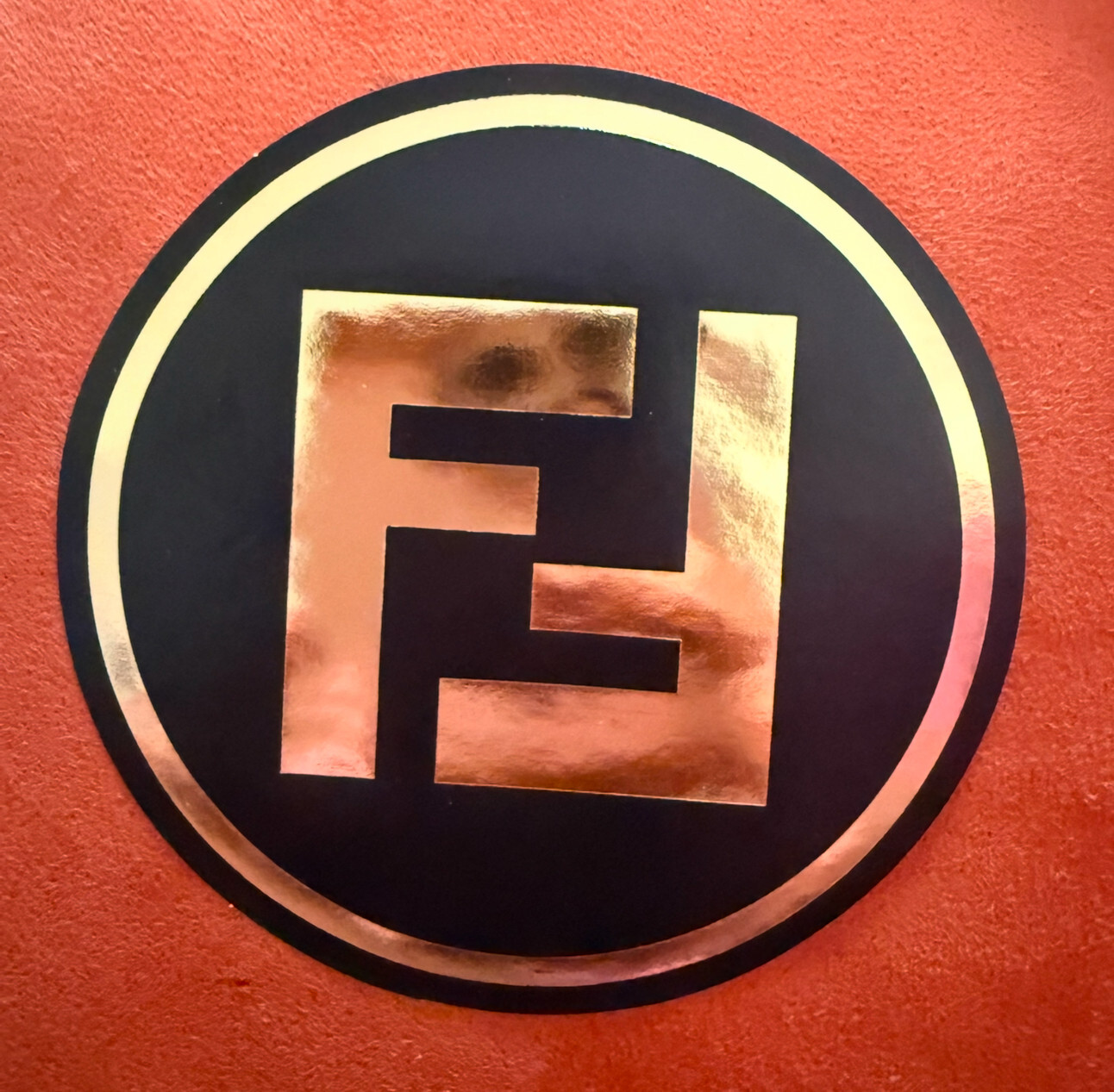 FENDACE BLACK GOLD HYBRID VERSACE X FENDI FF MOTIF LOGO STICKER 3.5 INCH RARE