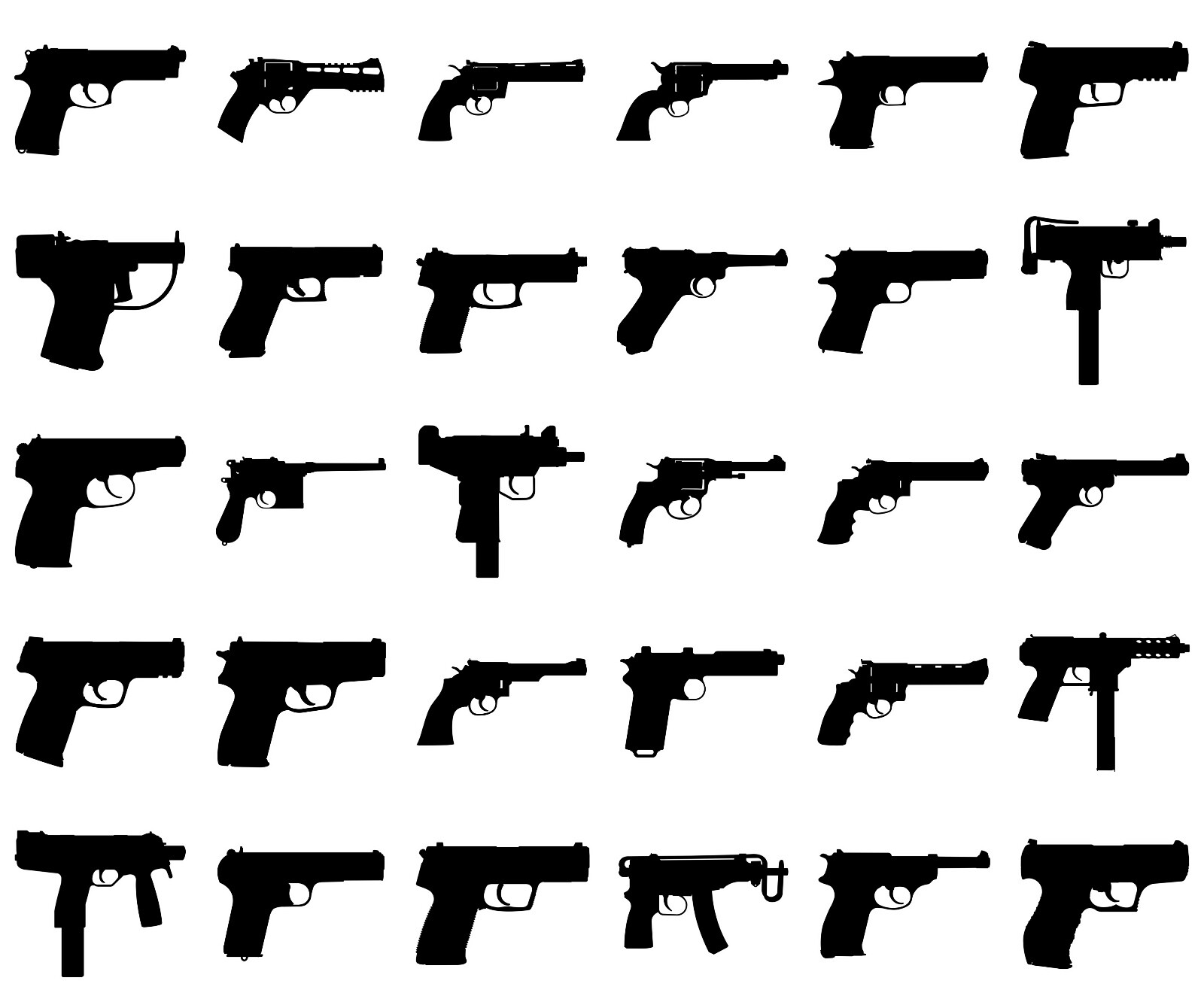 3″ W Handgun Pistol Revolver Gun Silhouette Glossy Waterproof Vinyl Sticker Art