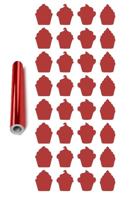 Cupcake Stickers Sticker Chrome Red 1″ DC12