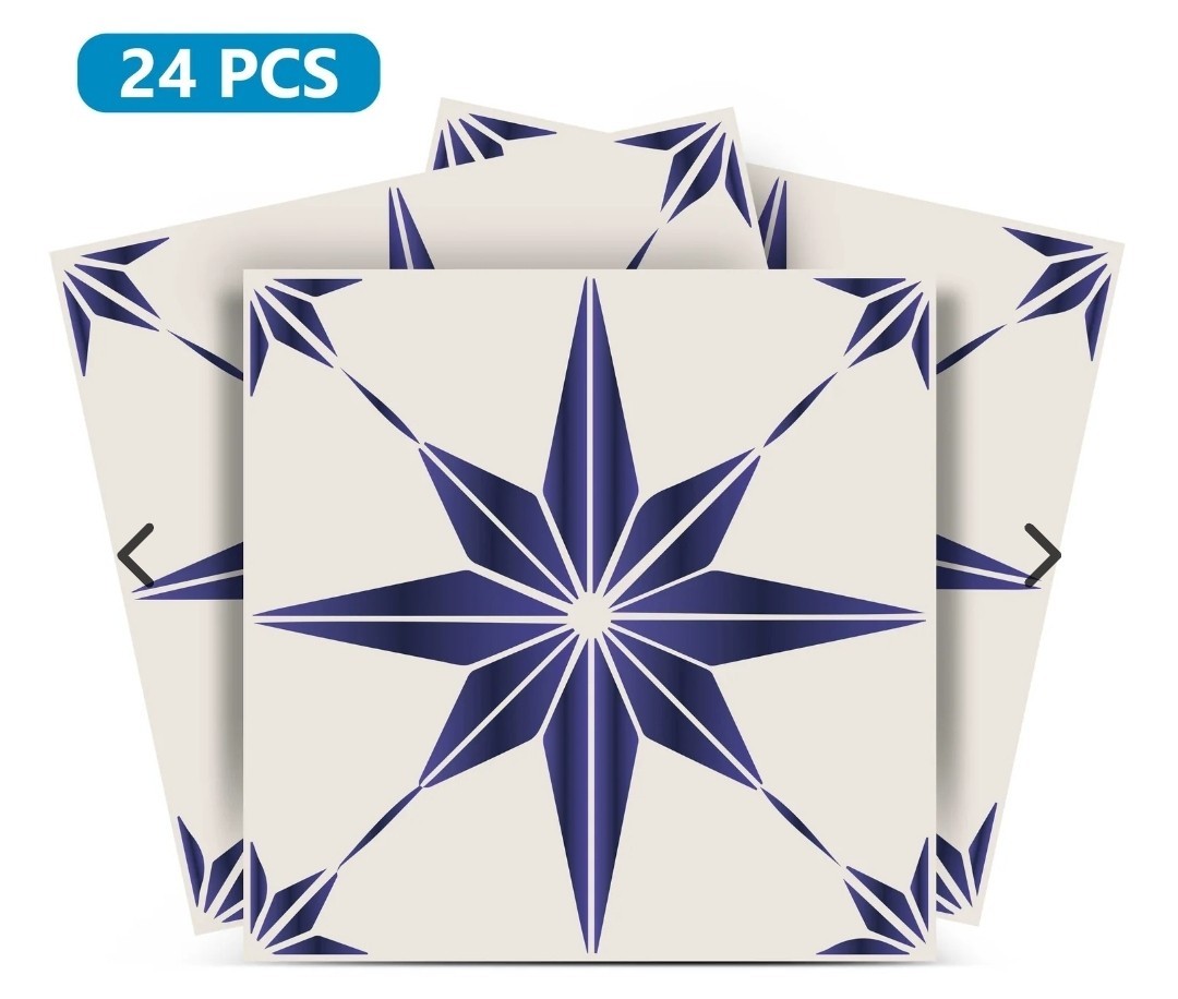 MI ALMA Premium Peel & Stick Tile Stickers 24 PC Set, 4×4″, Blue Star Model: B88