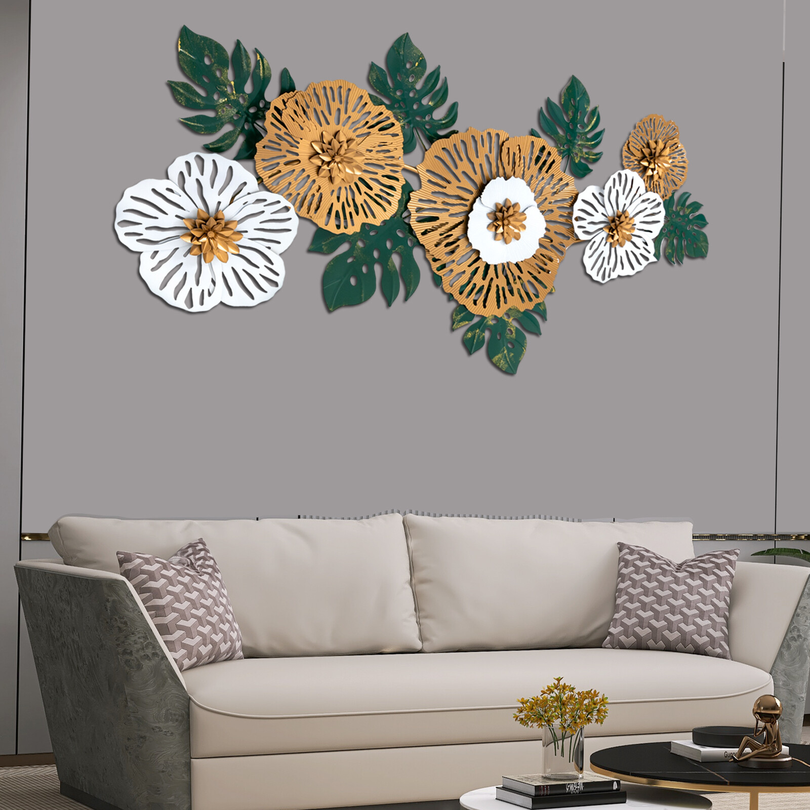 3d Flower-shaped Wall Decoration For Sofa Background Iron Hanging Decoration