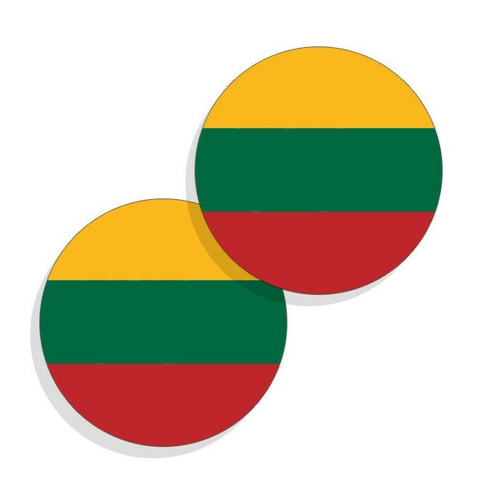 Lithuania Flag Stickers Flag Decals Vinyl Round Indoor Outdoor Circles 4pack