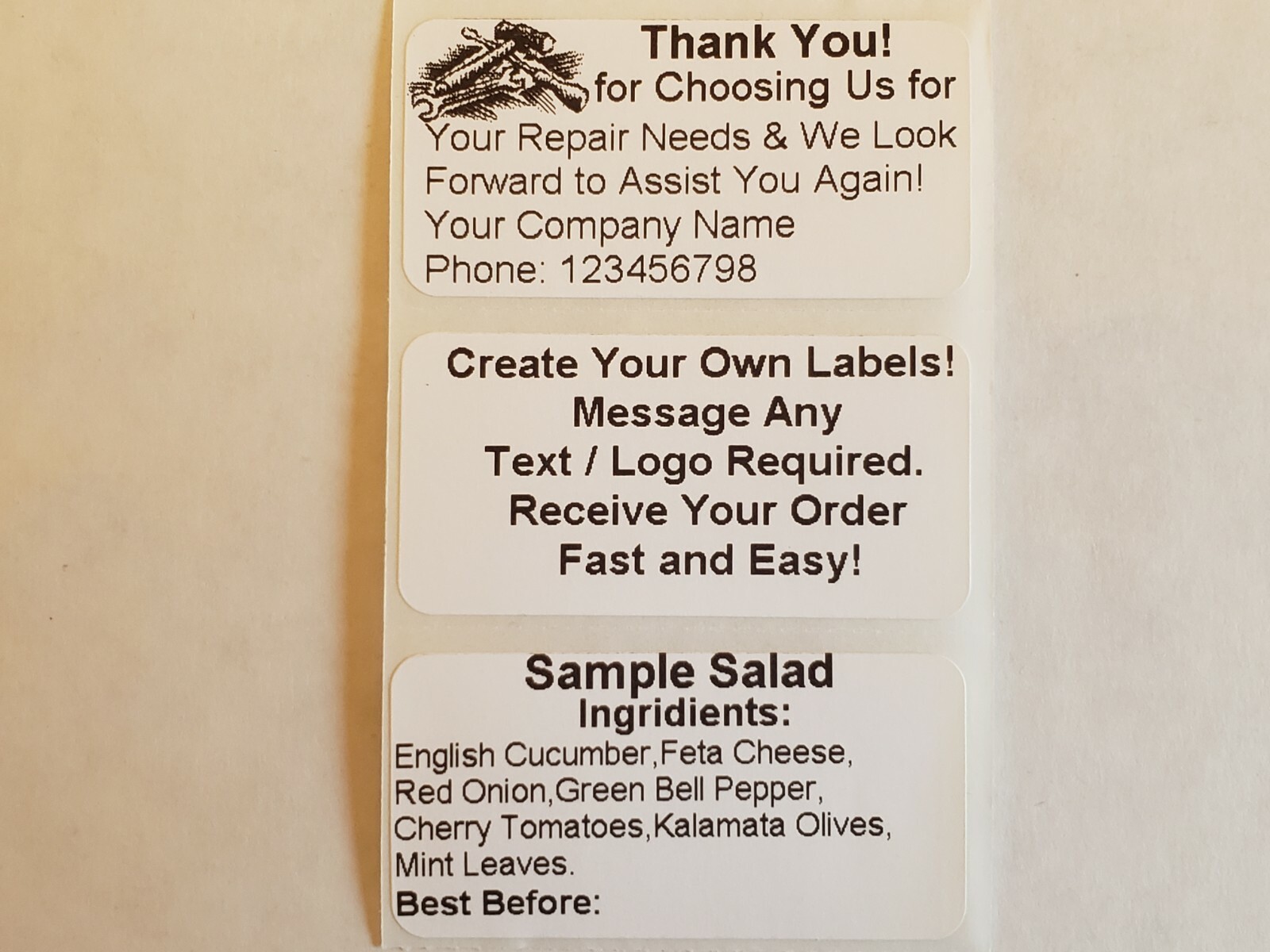 100 Custom Labels Stickers Personalized Tag 2″x1″ Shipping Business Inventory