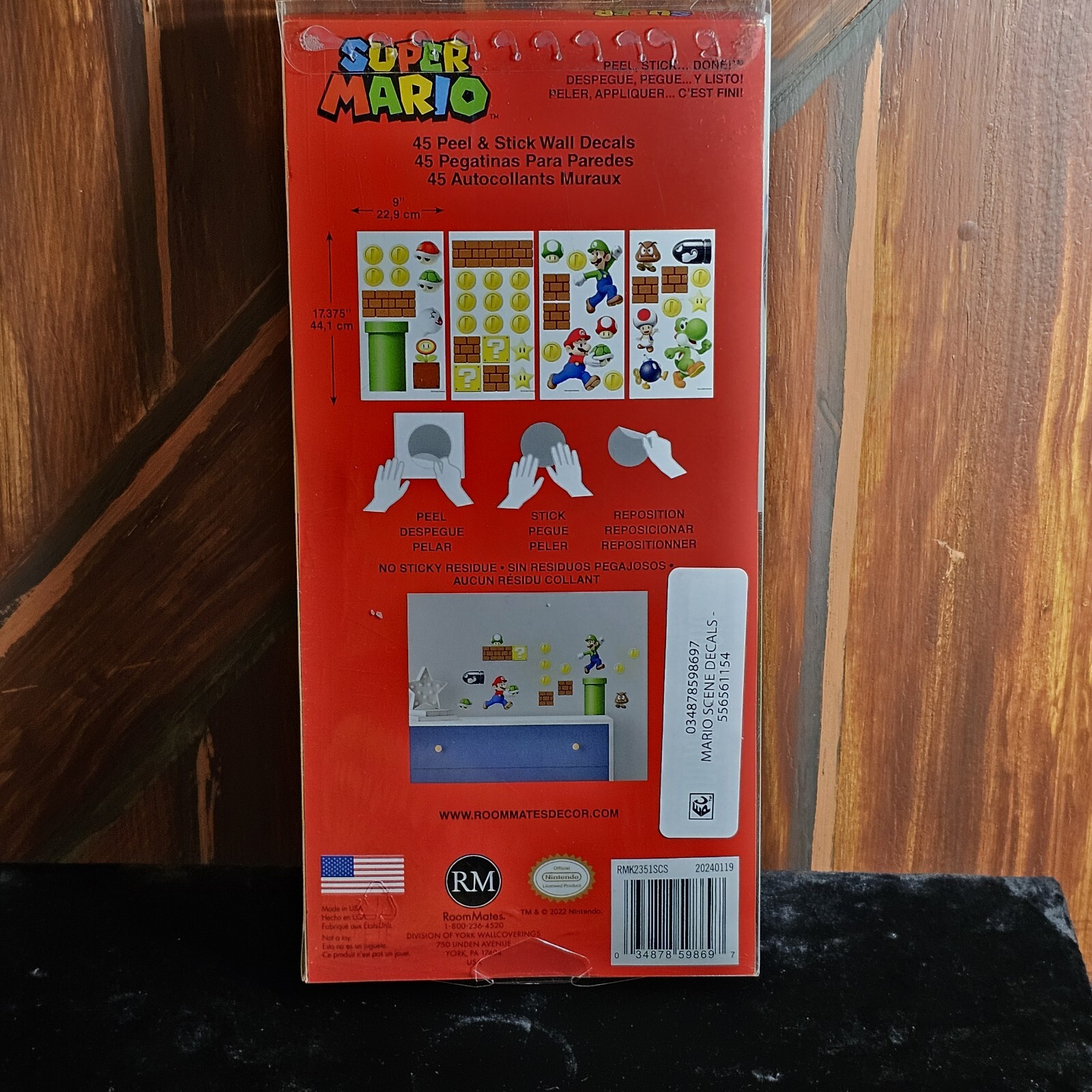 SUPER MARIO BROS Nintendo Build a Scene 45 Rm Wall Decals Peel Stick Mural Art