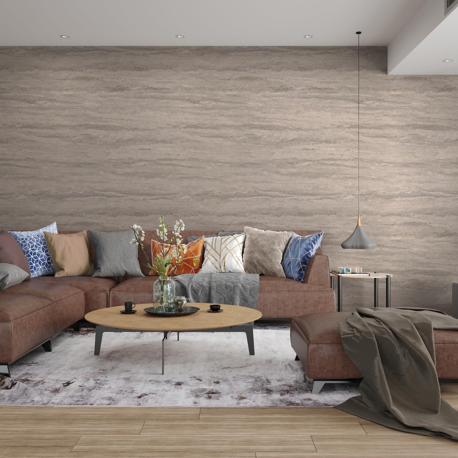 48x78inch Extra Wide Concrete Wallpaper Peel and Stick Light Gray Marble Gran…