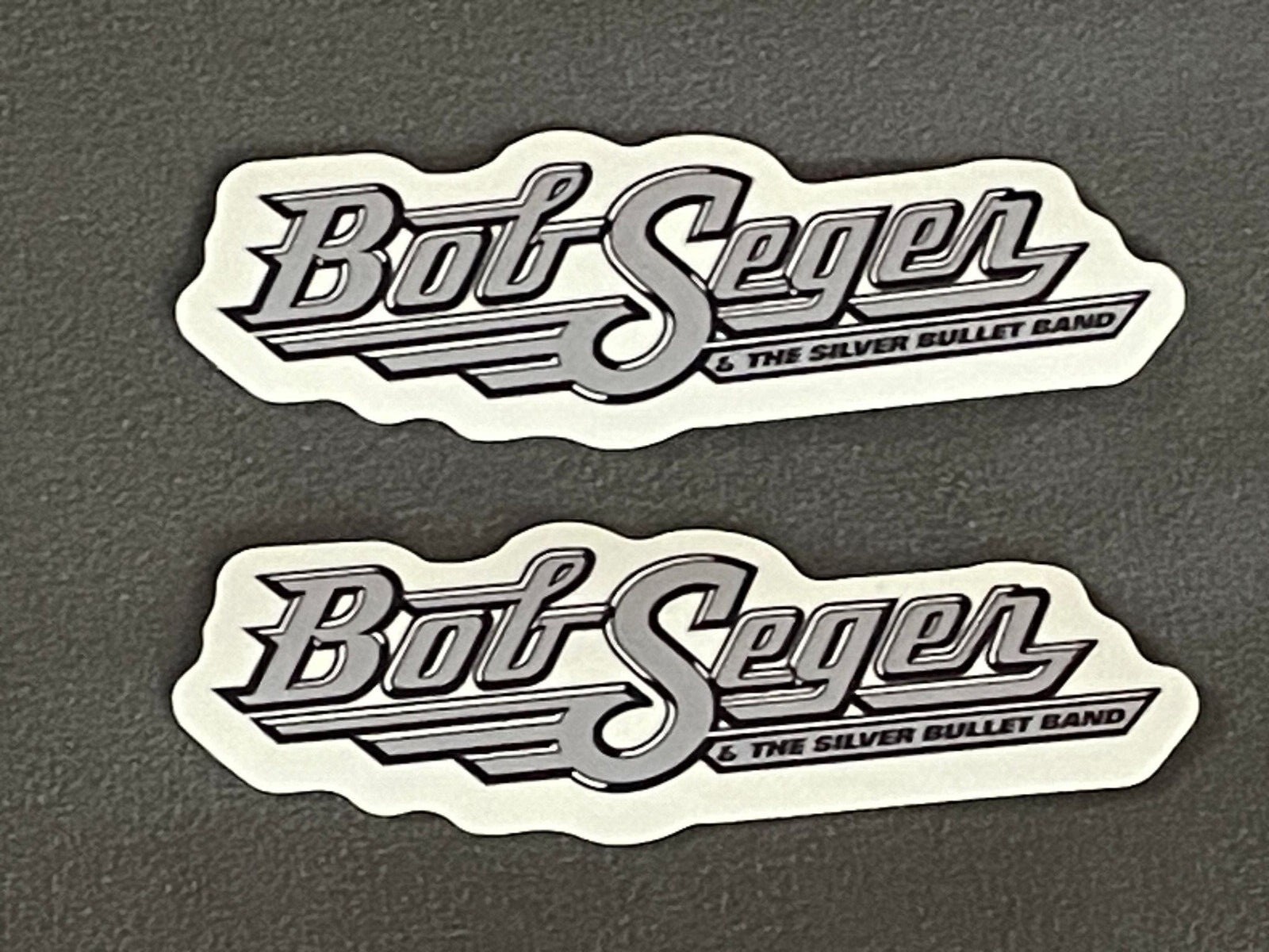 Lot of 2 BOB SEGER 1″ x 3 1/4″ Band Logo STICKERS Silver Bullet FAST! FREE SHIP!