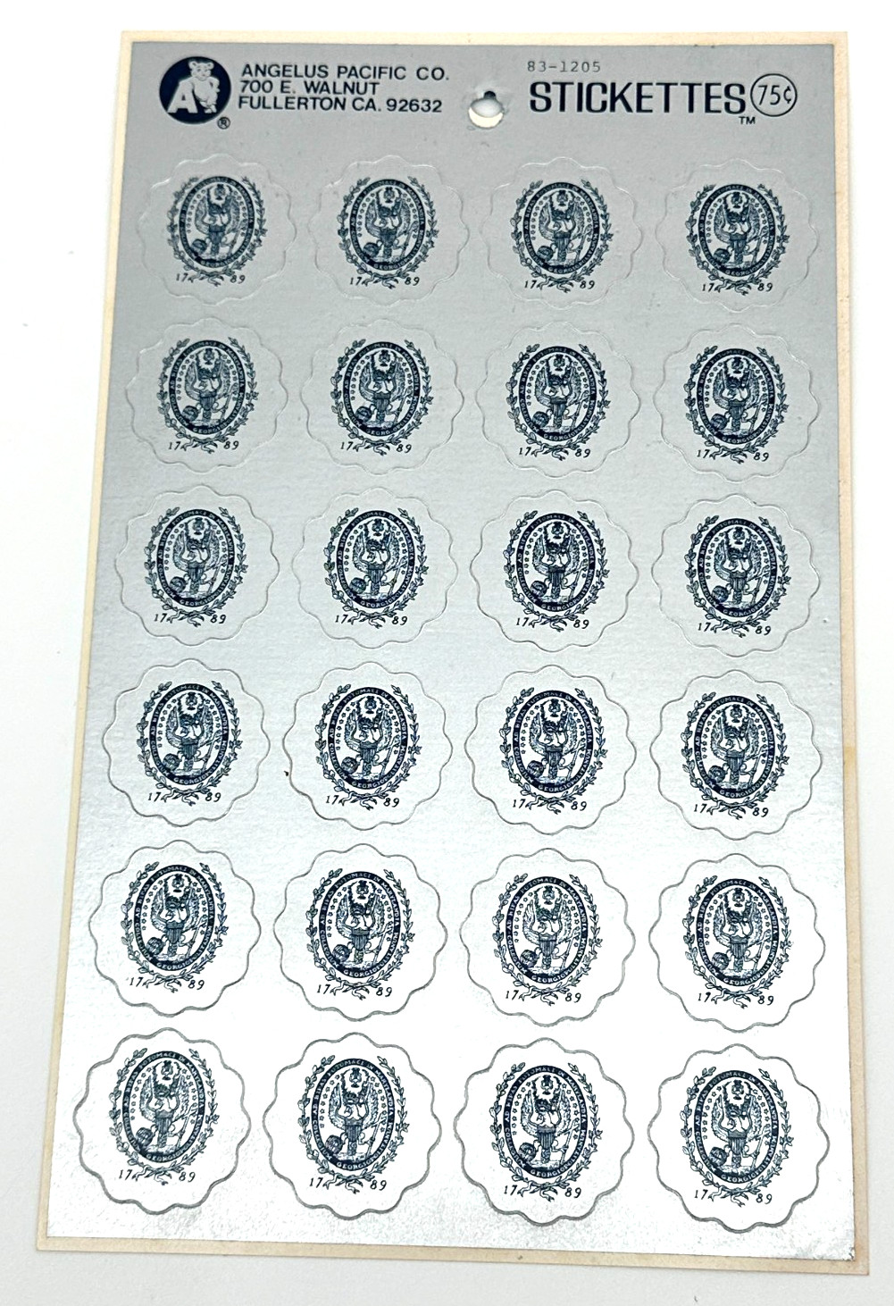 Vintage Georgetown University Silver Mini Stickette Decals Unused College Sheet