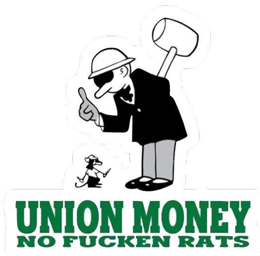 Union no fuck*n rats Funny Construction Hard Hat Sticker Vinyl Die Cut Sticker
