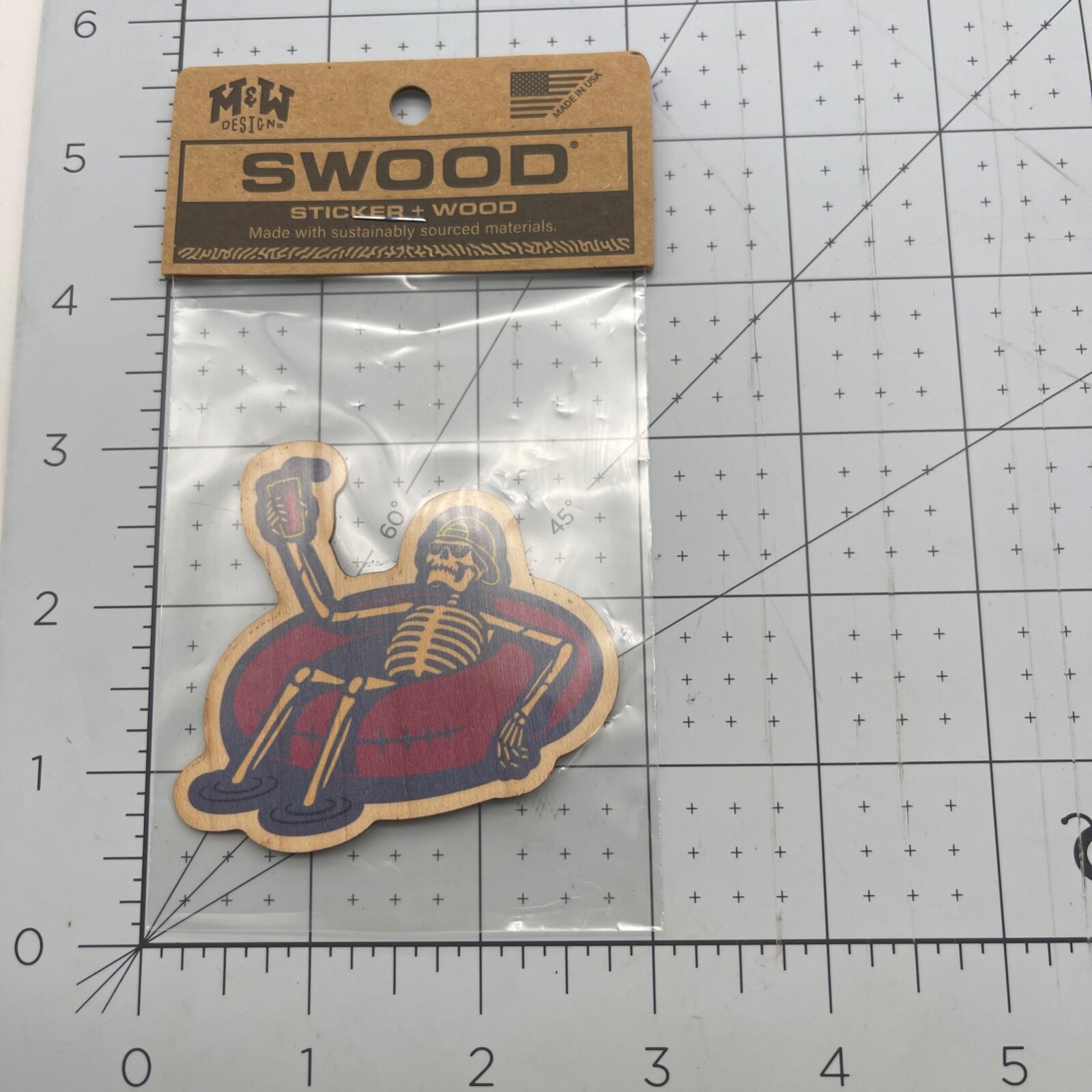 Metal and Wood Co Wood Sticker Travel Swood Cool Dude Skeleton Lazy River Tubing