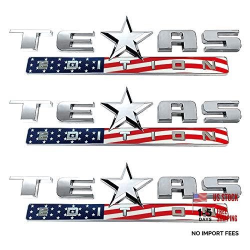 1PC/2PC/3PC Texas Edition Emblem Decal Color American Flag & Silver 3 Count