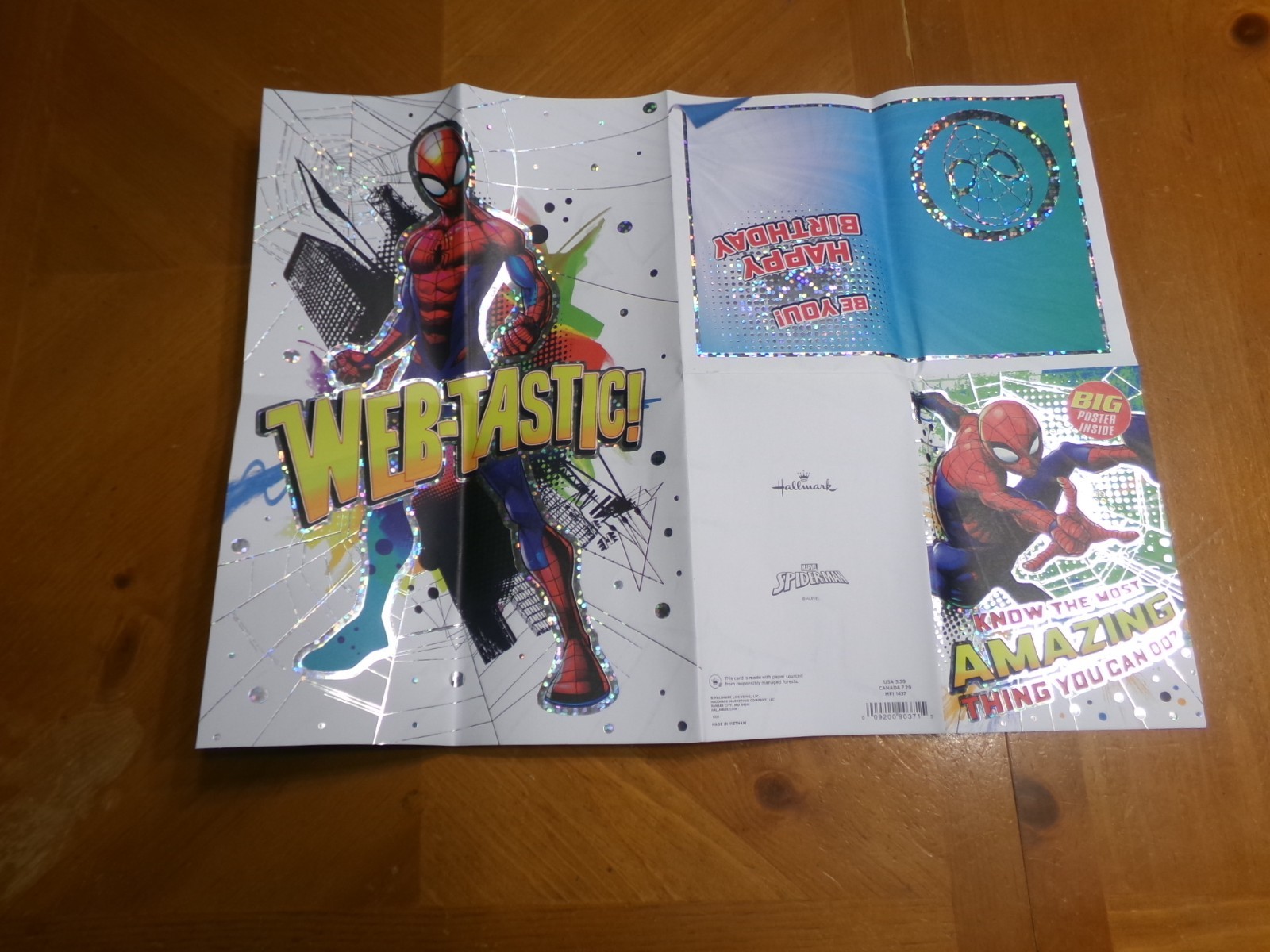 RARE MARVEL & HALLMARK LIMITED EDITION SPIDER-MAN BIRTHDAY CARD POSTER 15″ X 20″