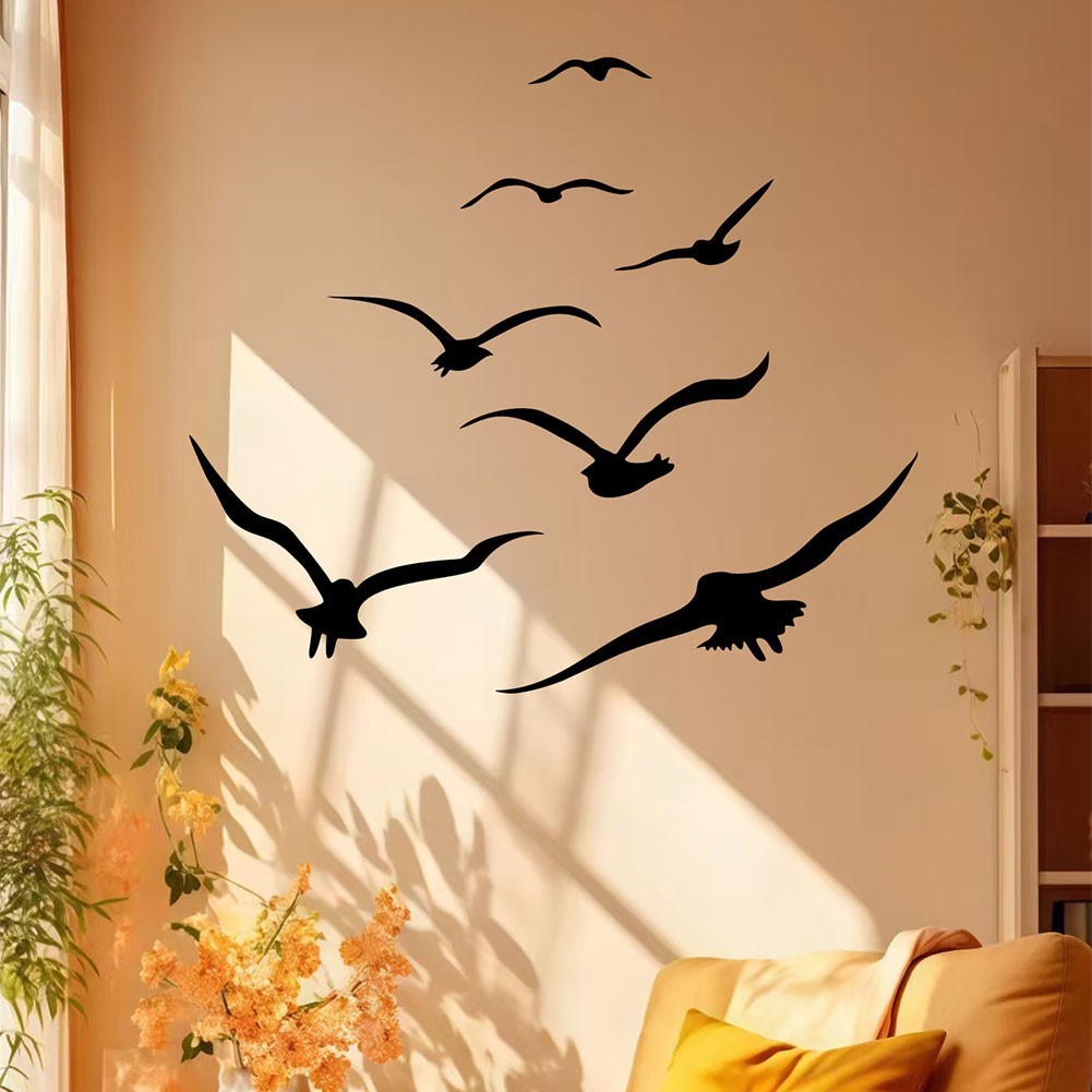 30cm x 45cm Black Seagull Wall Sticker PVC for Contemporary Interior Decor