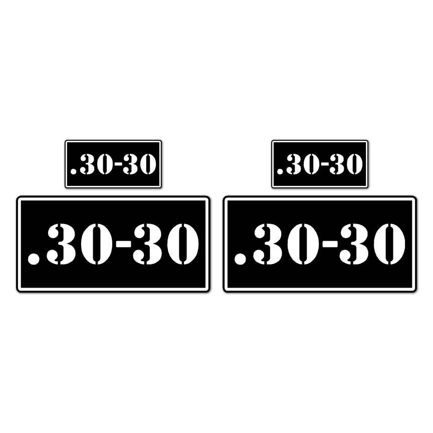 .30-30 B&W Ammo Box Set, Vinyl Decal Sticker, 2@ 1″x2″ & 2@ 2″x4″, #8416