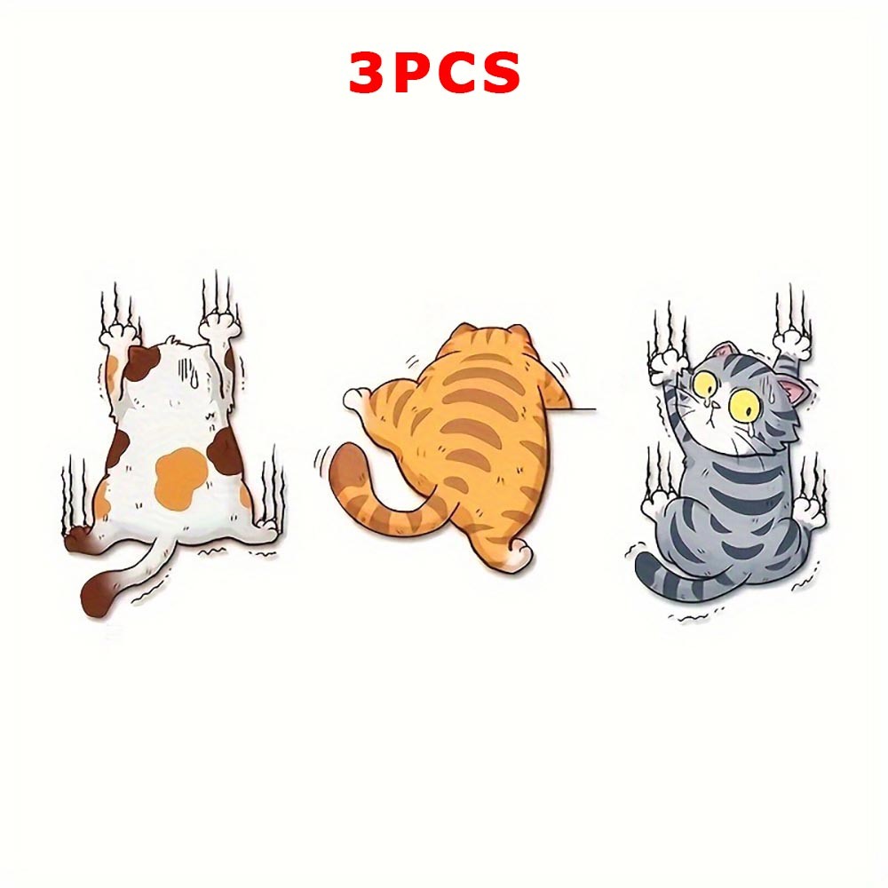 Functional All-Surface Decorative All-Occasion 3-Piece Cute Cartoon Cat Stickers