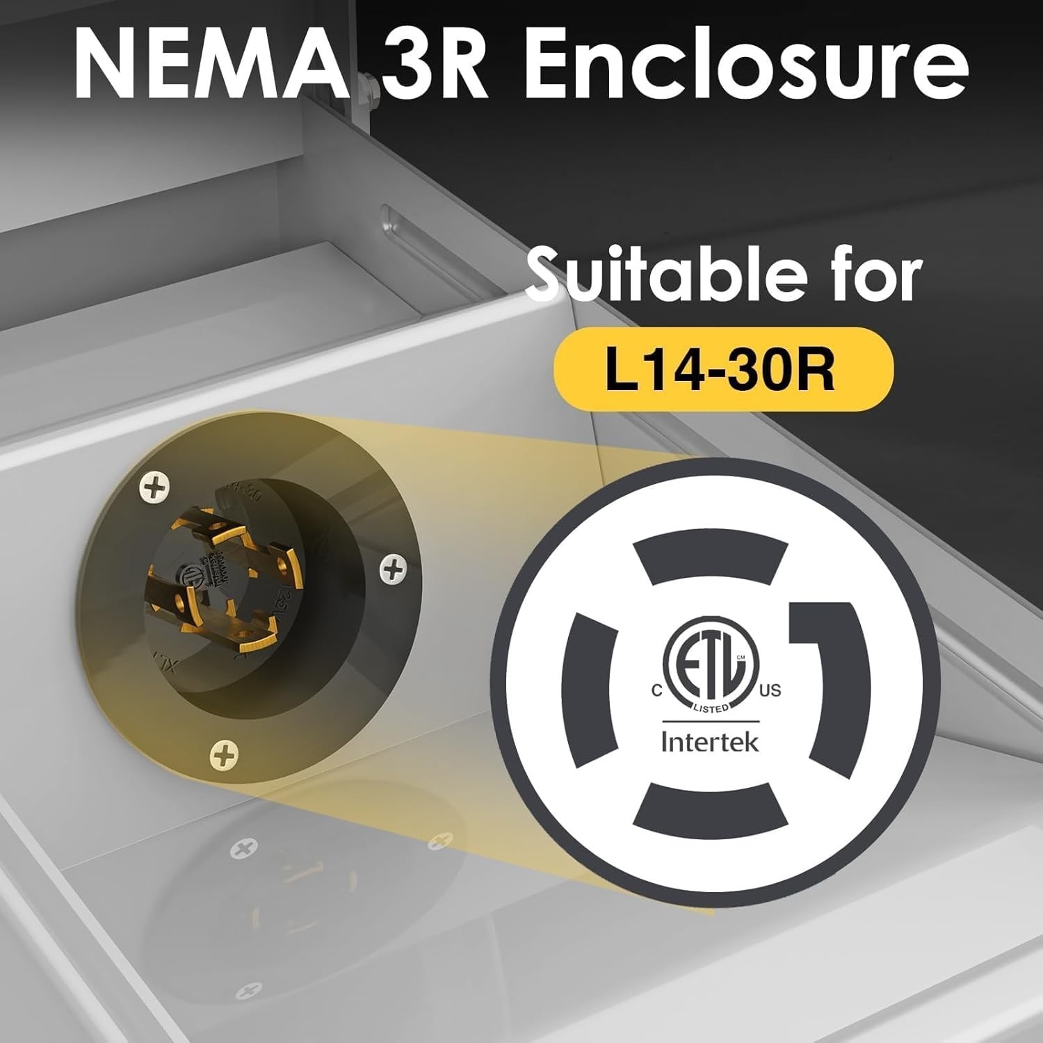 30 Amp Generator Inlet Box No Drilling NEMA 3R Weatherproof Outdoor Receptacle f