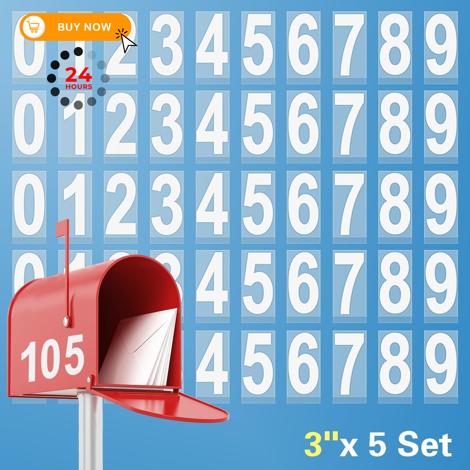 OLADOT Reflective Mailbox Numbers Sticker Decal Die Cut White